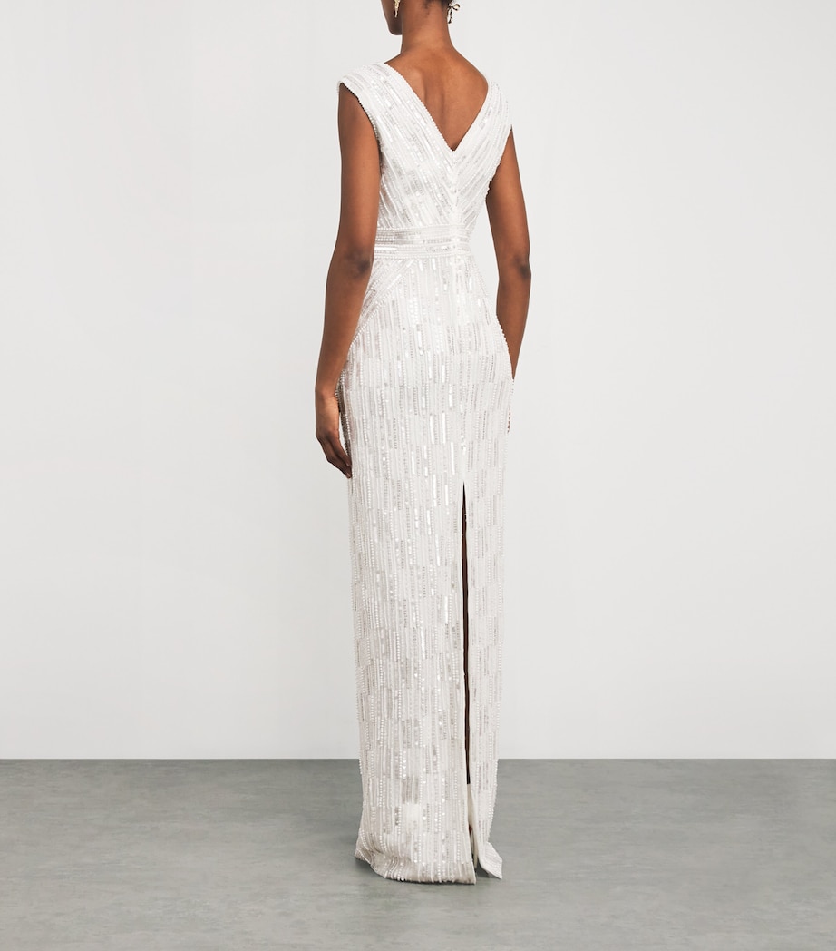 Tulle Embellished Maxi Gown WHITE Image 3