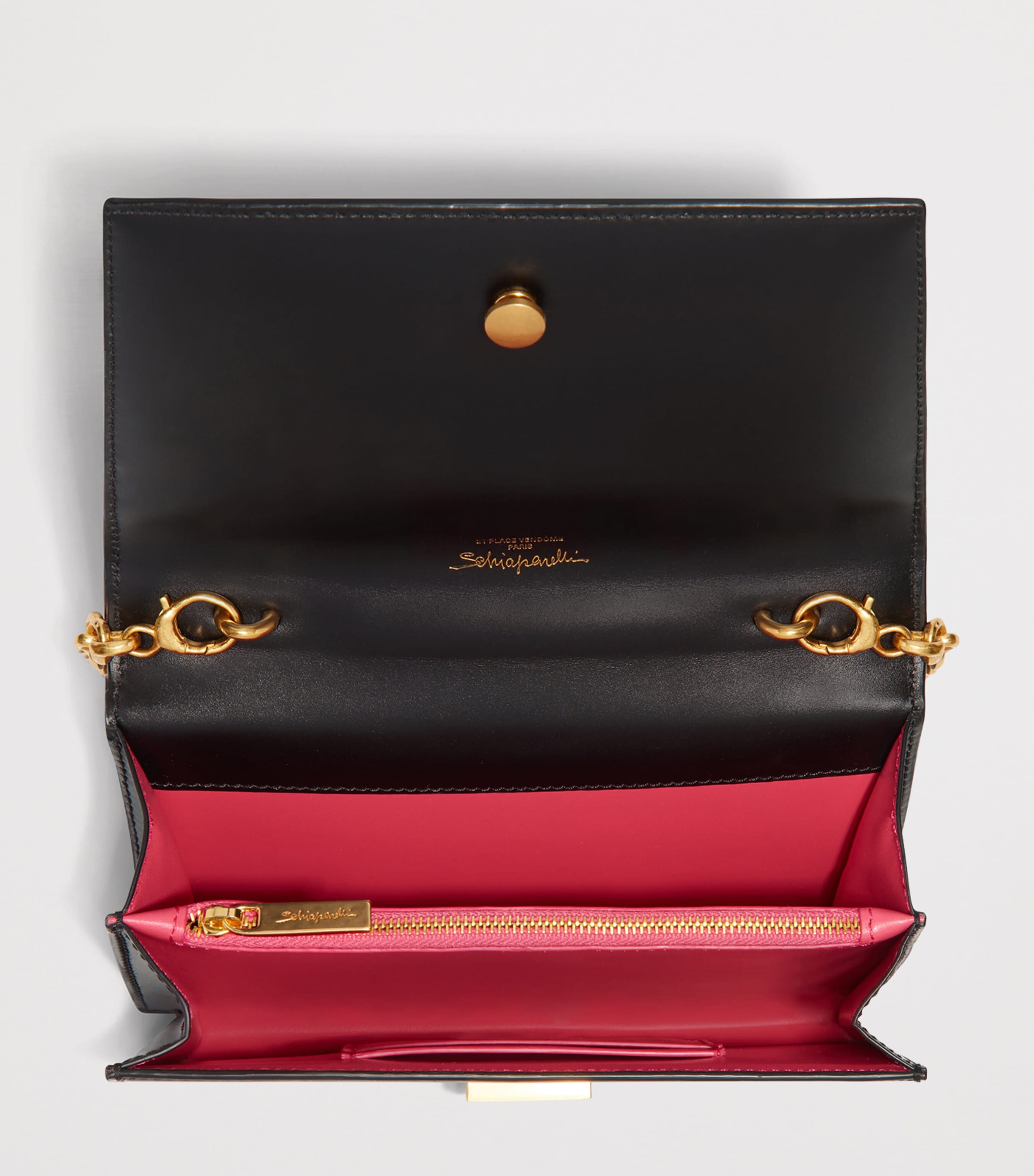 Schiaparelli Leather Face Clutch Bag Black Image 6