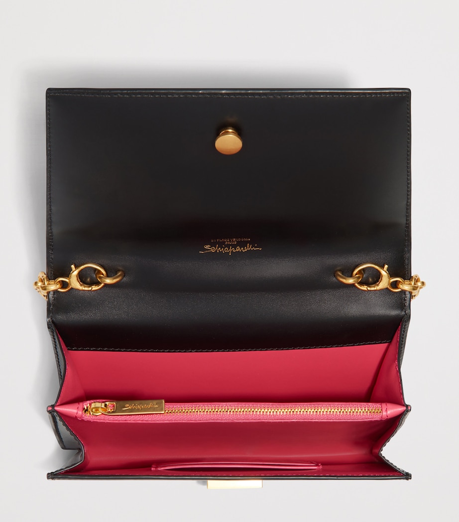 Schiaparelli Leather Face Clutch Bag Black Image 6