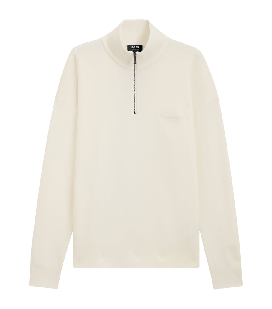 BOSS Mens x Aston Martin Wool Quarter-Zip Sweater Image 1