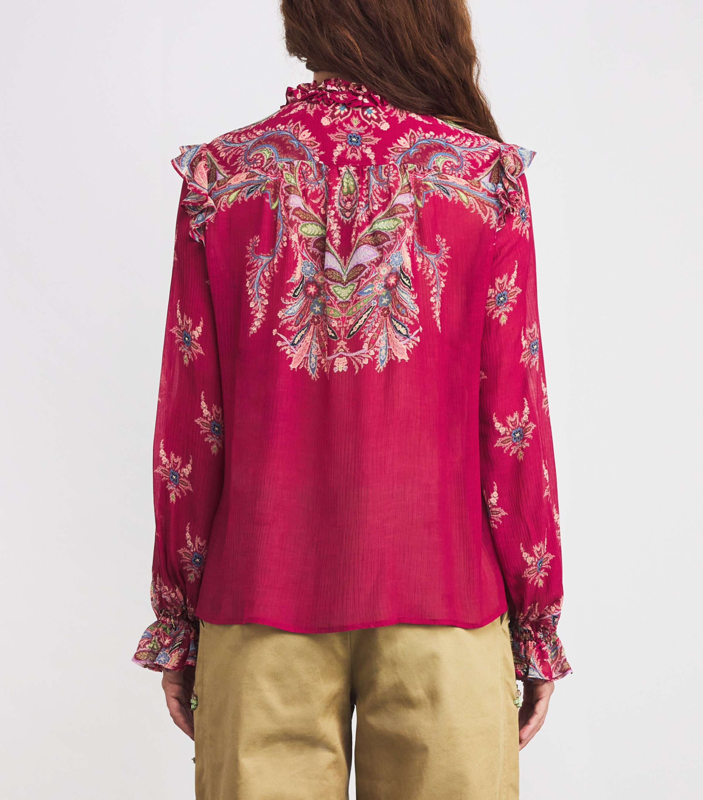 Ruffled Paisley Print Blouse X0868 Image 4