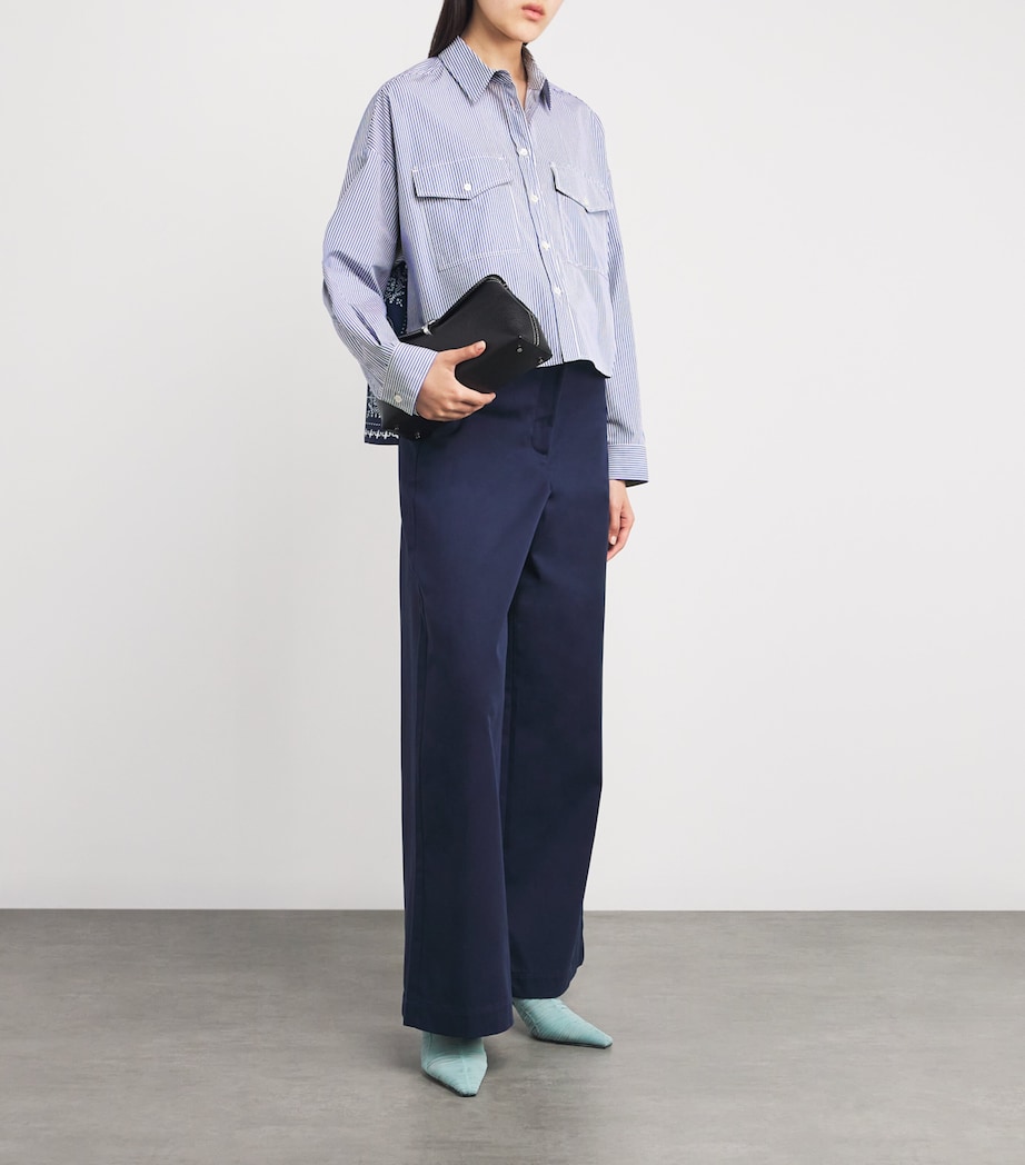 Cotton Cropped Shirt NAVY Image 2