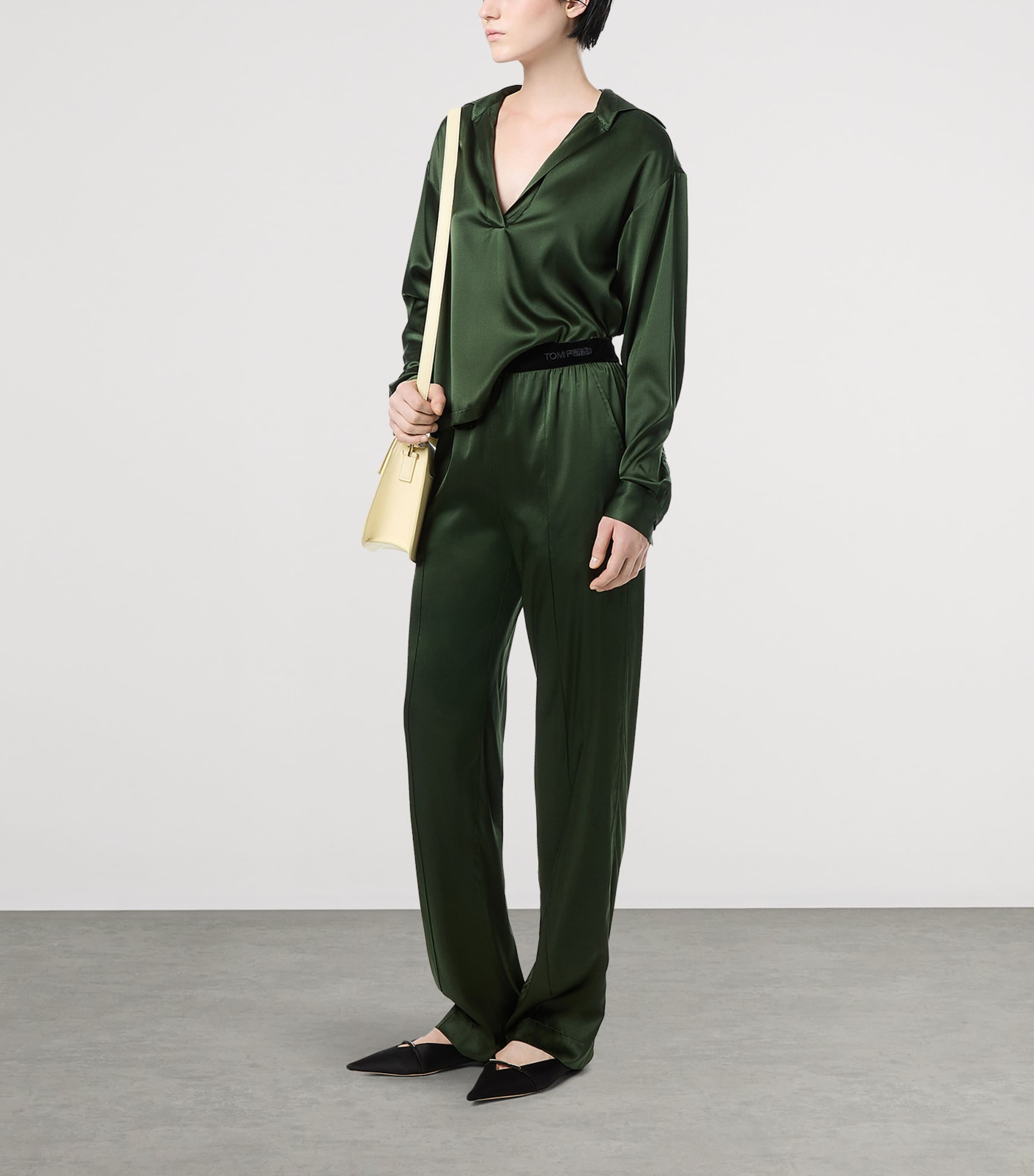 TOM FORD Womens Silk Elasticated Trousers Gca Image 2