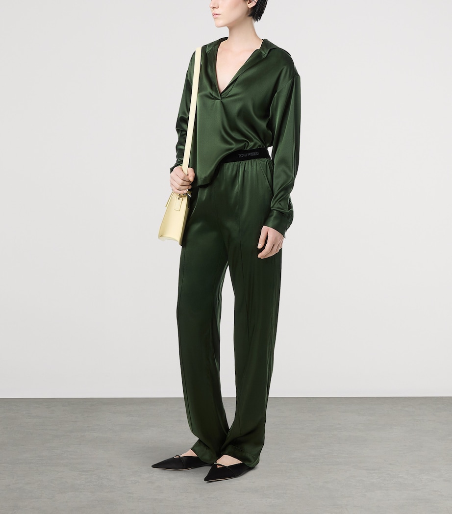 TOM FORD Womens Silk Elasticated Trousers Gca Image 2