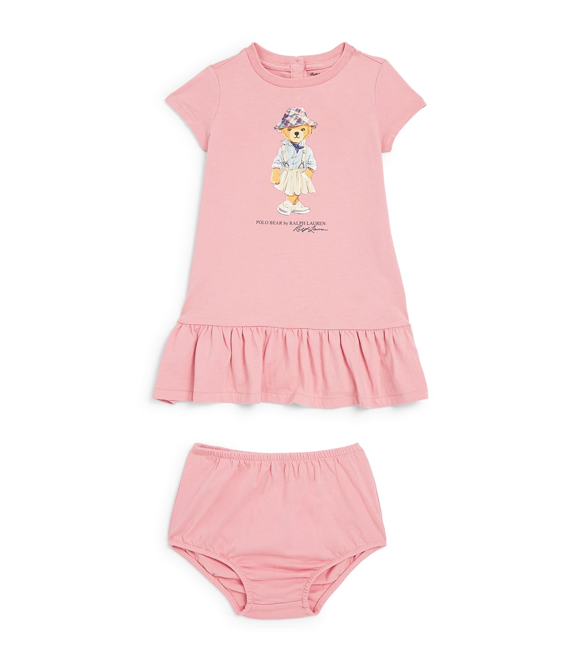 Shop Ralph Lauren Cotton Polo Bear Dress In Pink