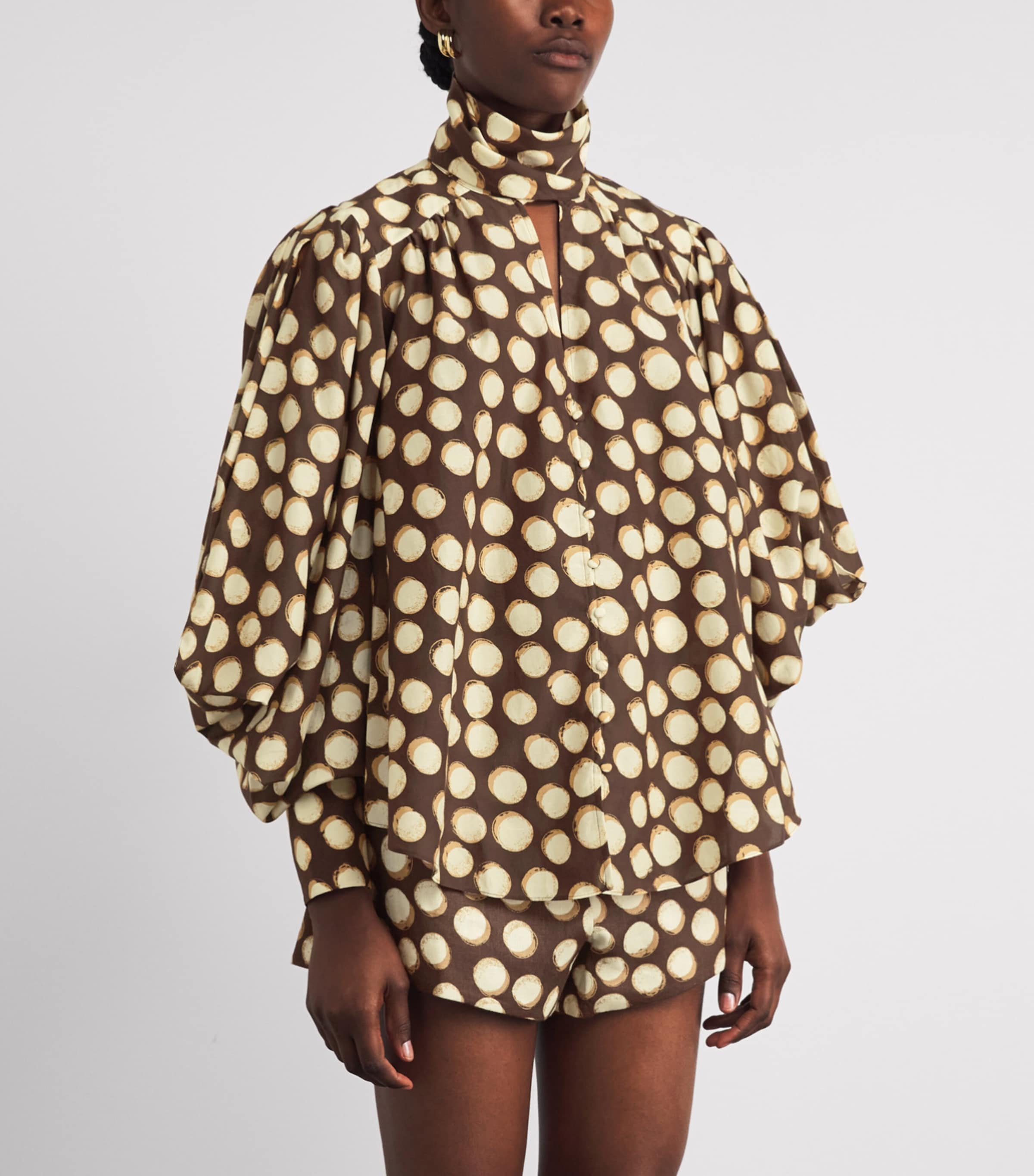 ALEMAIS Womens Cotton-Silk Paula Blouse Chocolate Image 4