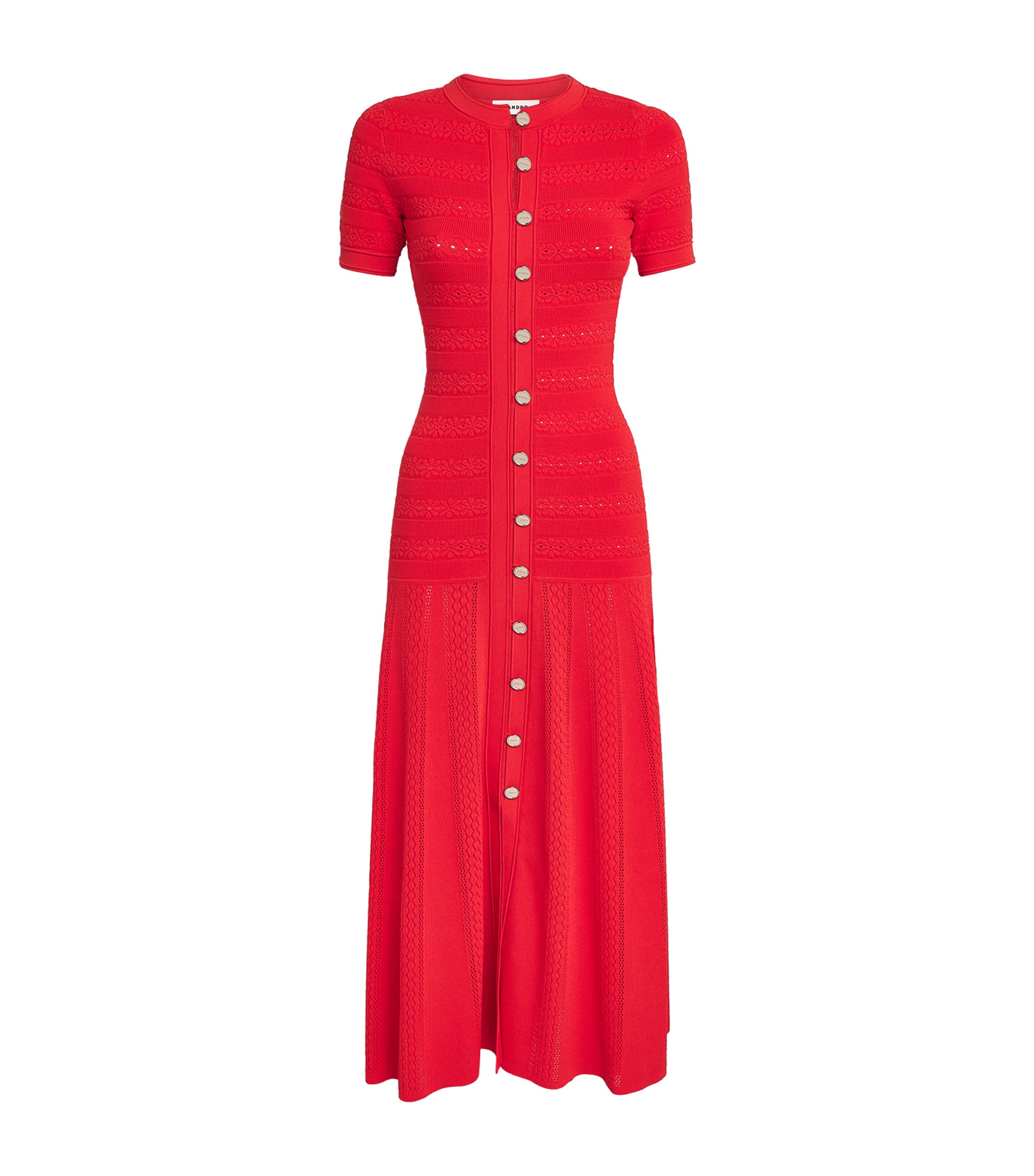 Sandro Paris Womens Knitted Midi Dress Red Image 1