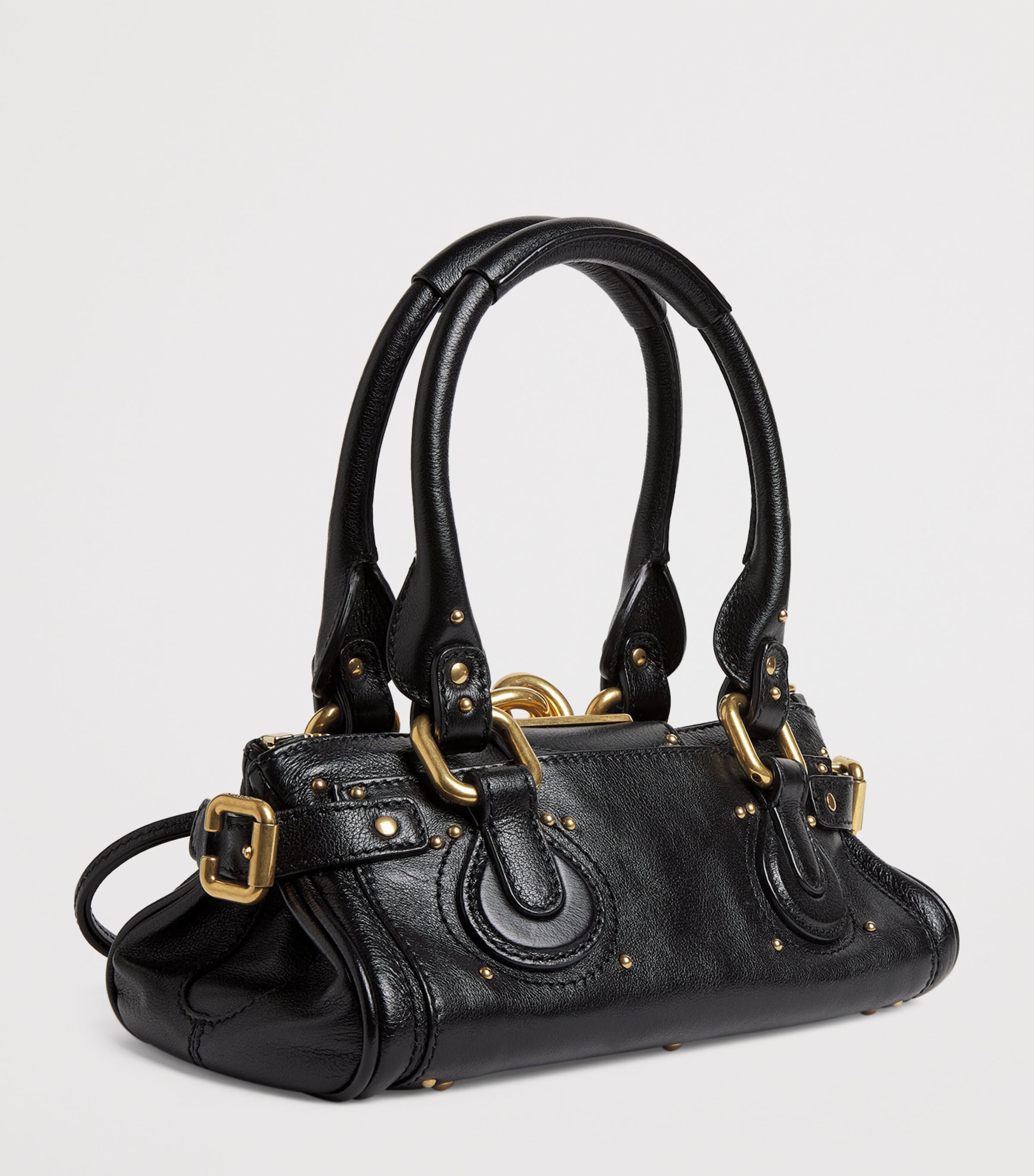Small Leather Paddington Top-Handle Bag BLACK Image 3