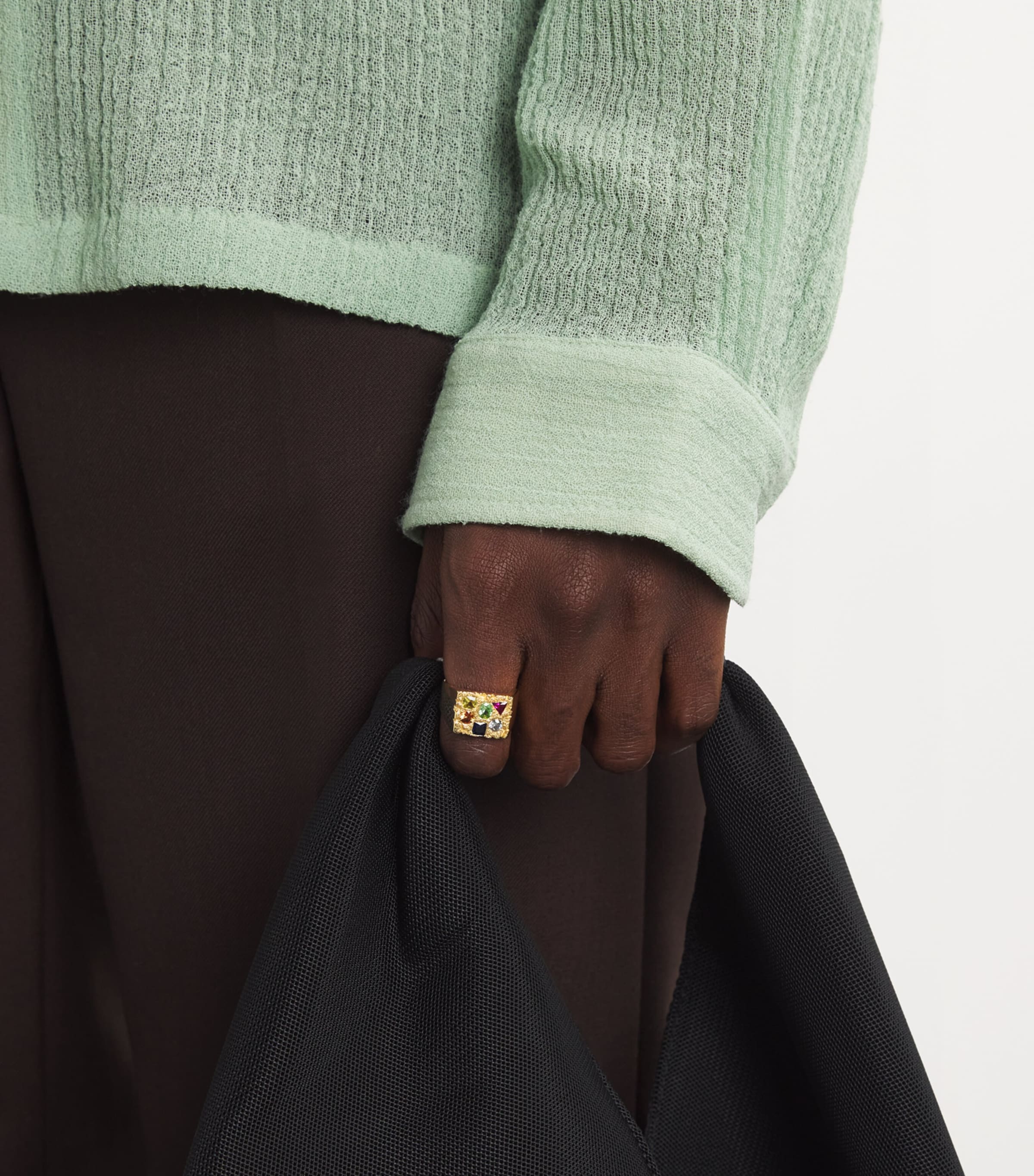 Gold and Sapphire Cottage Rose Garden Signet Ring GOLD (375) Image 2