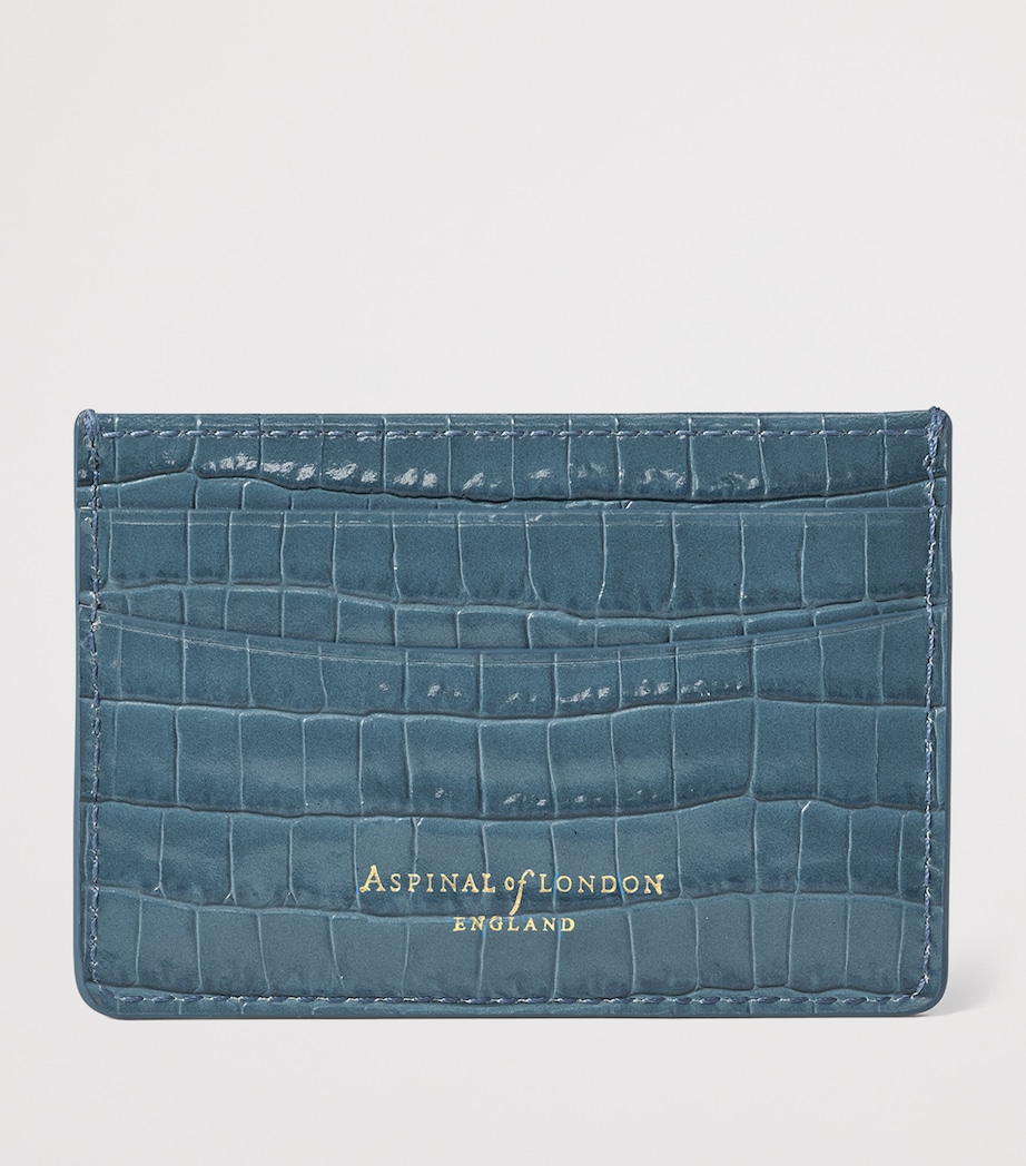 Leather Croc-Embossed Slim Card Holder PEACOCK Image 2