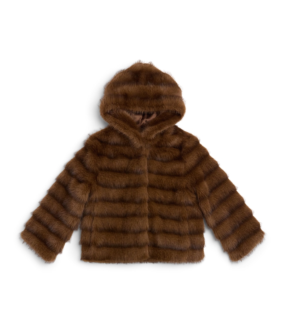 Monnalisa Faux-Fur Hooded Jacket (2-12 Years) Marronescuro Image 1