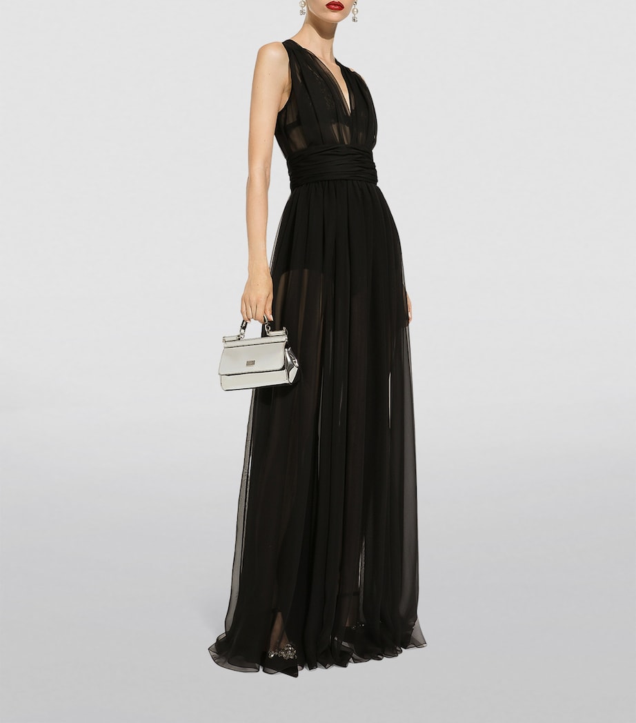 Ruched V-Neck Gown N0000-BLACK Image 4