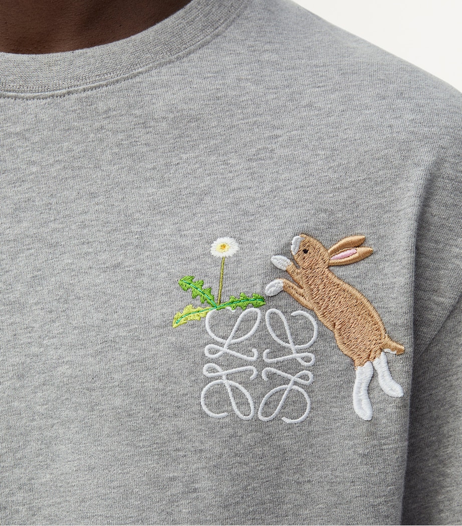 LOEWE Mens x Suna Fujita Bunny Logo T-Shirt Grey Melange Image 5