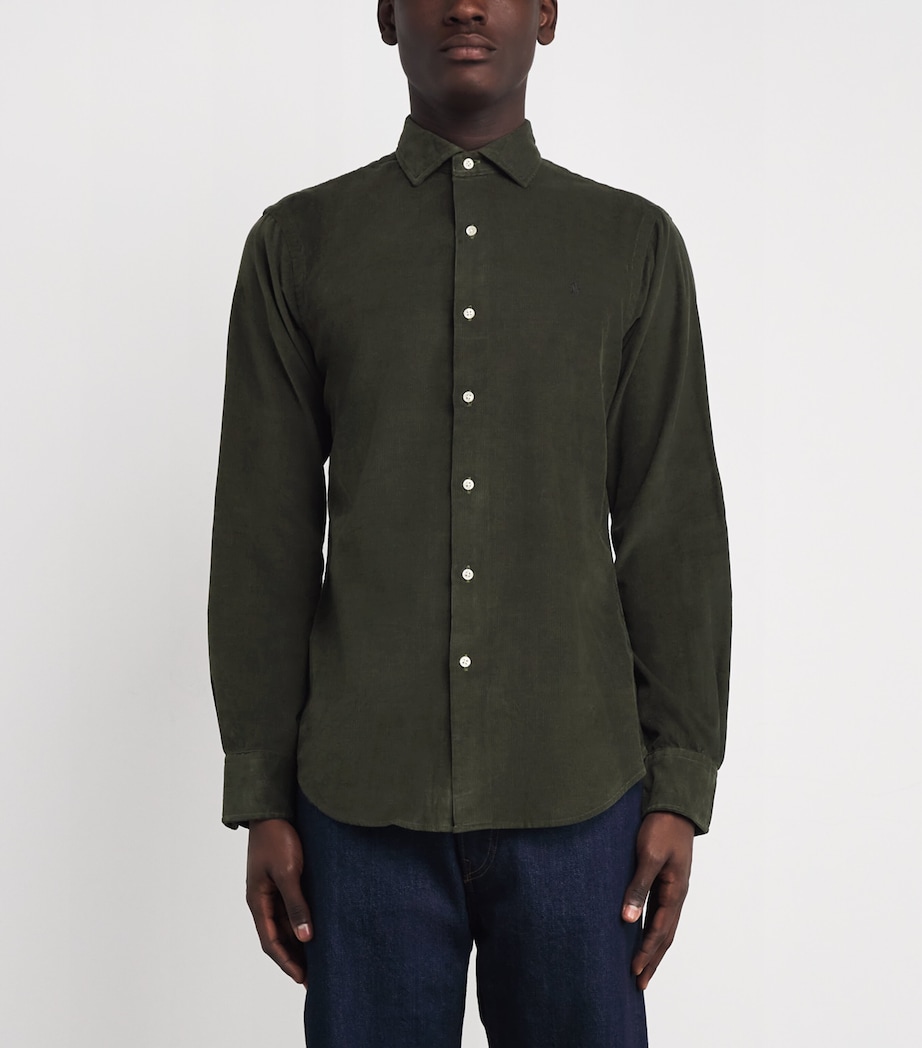 Cotton Corduroy Custom Fit Shirt GREEN Image 3