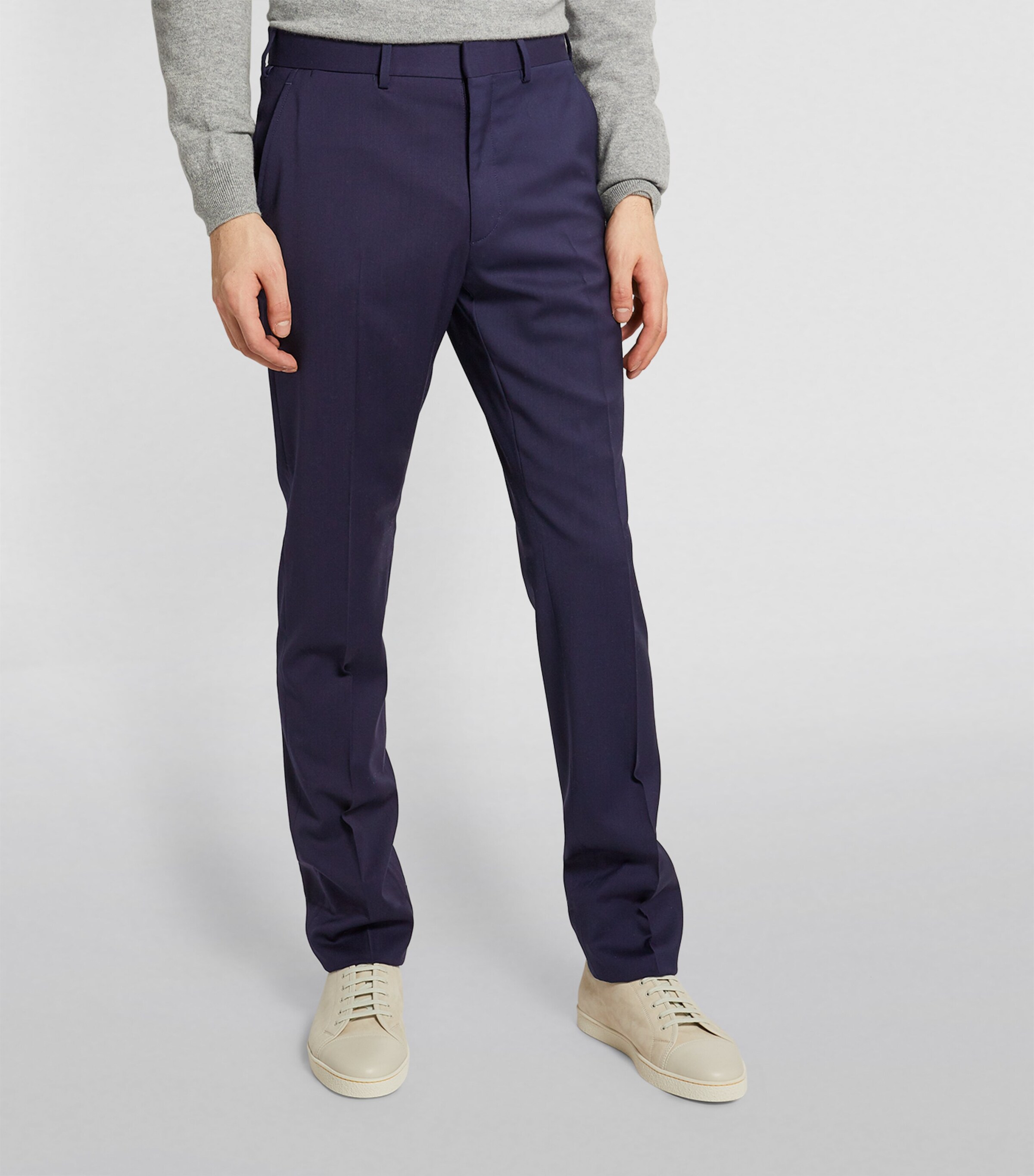 Ralph Lauren Purple Label Mens Wool Serge Straight Trousers Navy Image 6