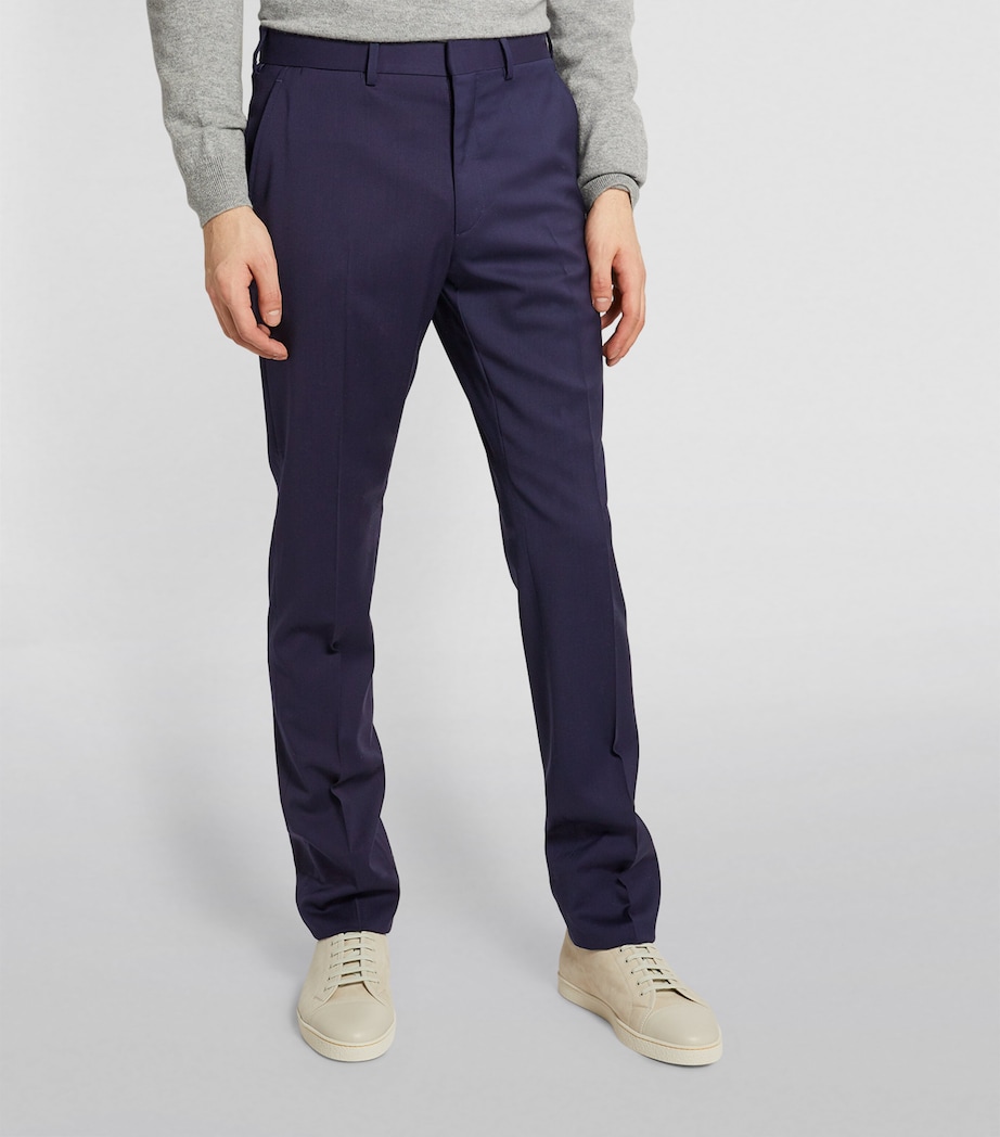 Ralph Lauren Purple Label Mens Wool Serge Straight Trousers Navy Image 6