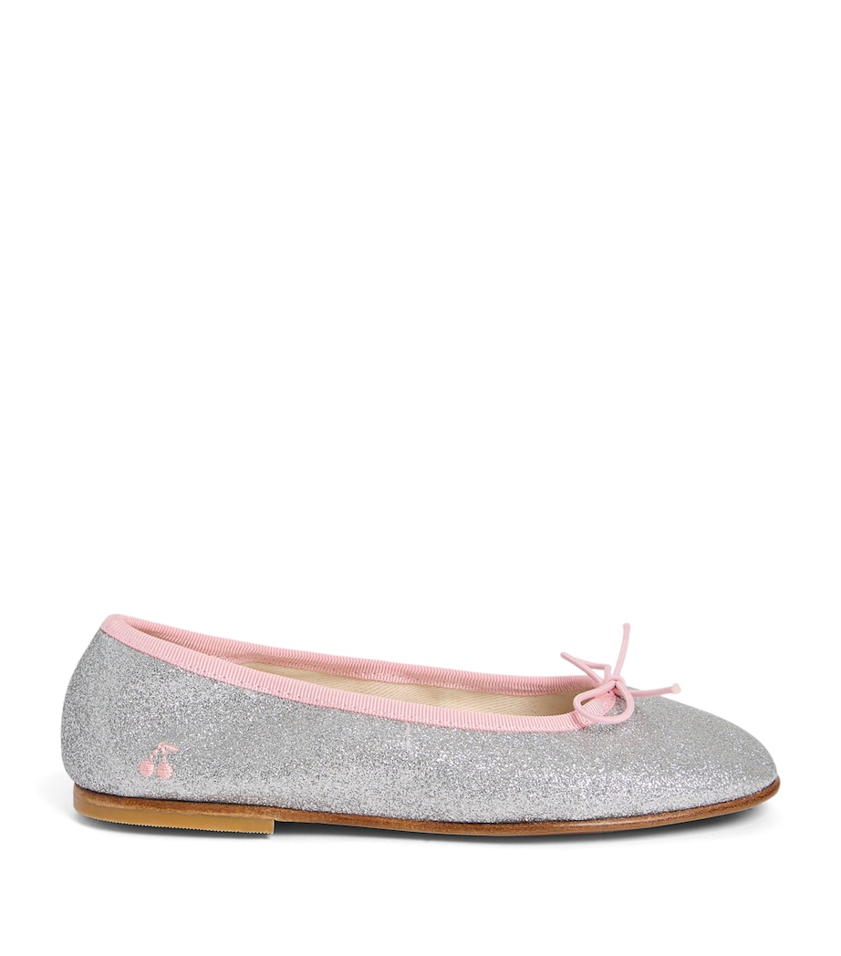 Bonpoint Leather Glittered Ballet Flats Argent Image 1