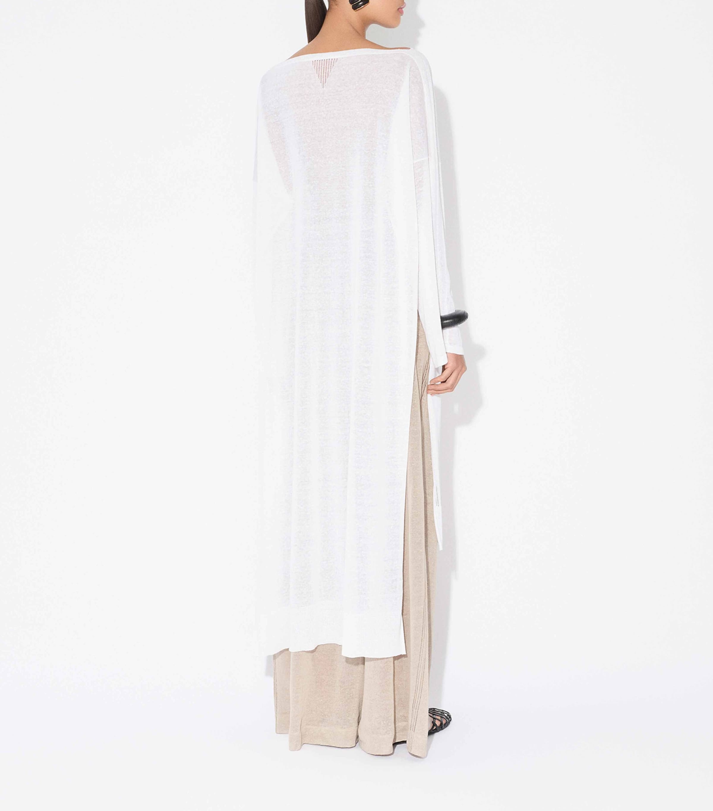 Alaïa Womens Linen-Silk Wide-Leg Trousers Beige Clair Image 3