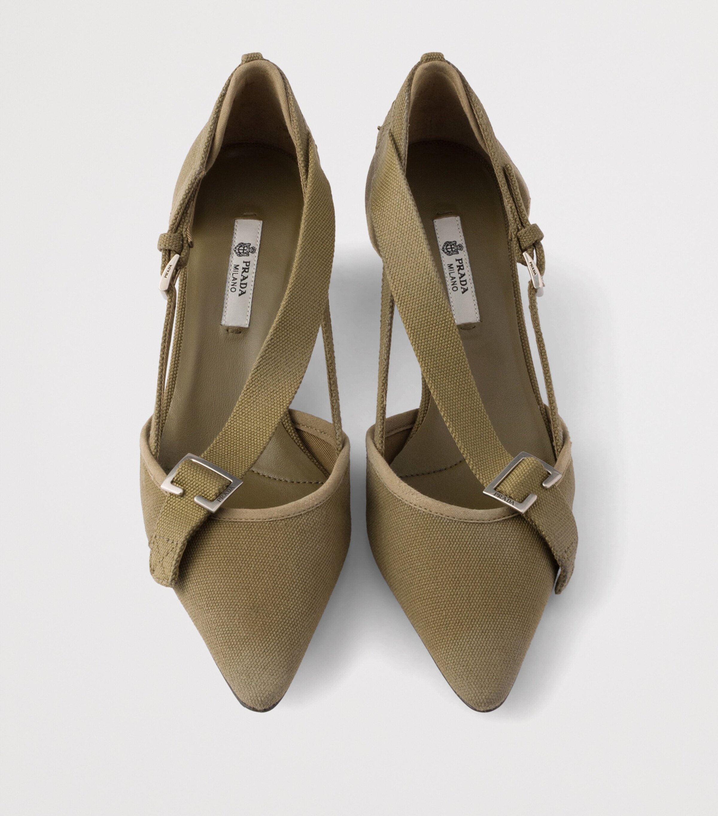 Prada Canvas Buckle-Detail Pumps 45 Green Image 4
