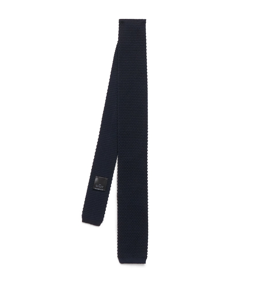 Wool Woven Tie 001 NAVY BLUE Image 1