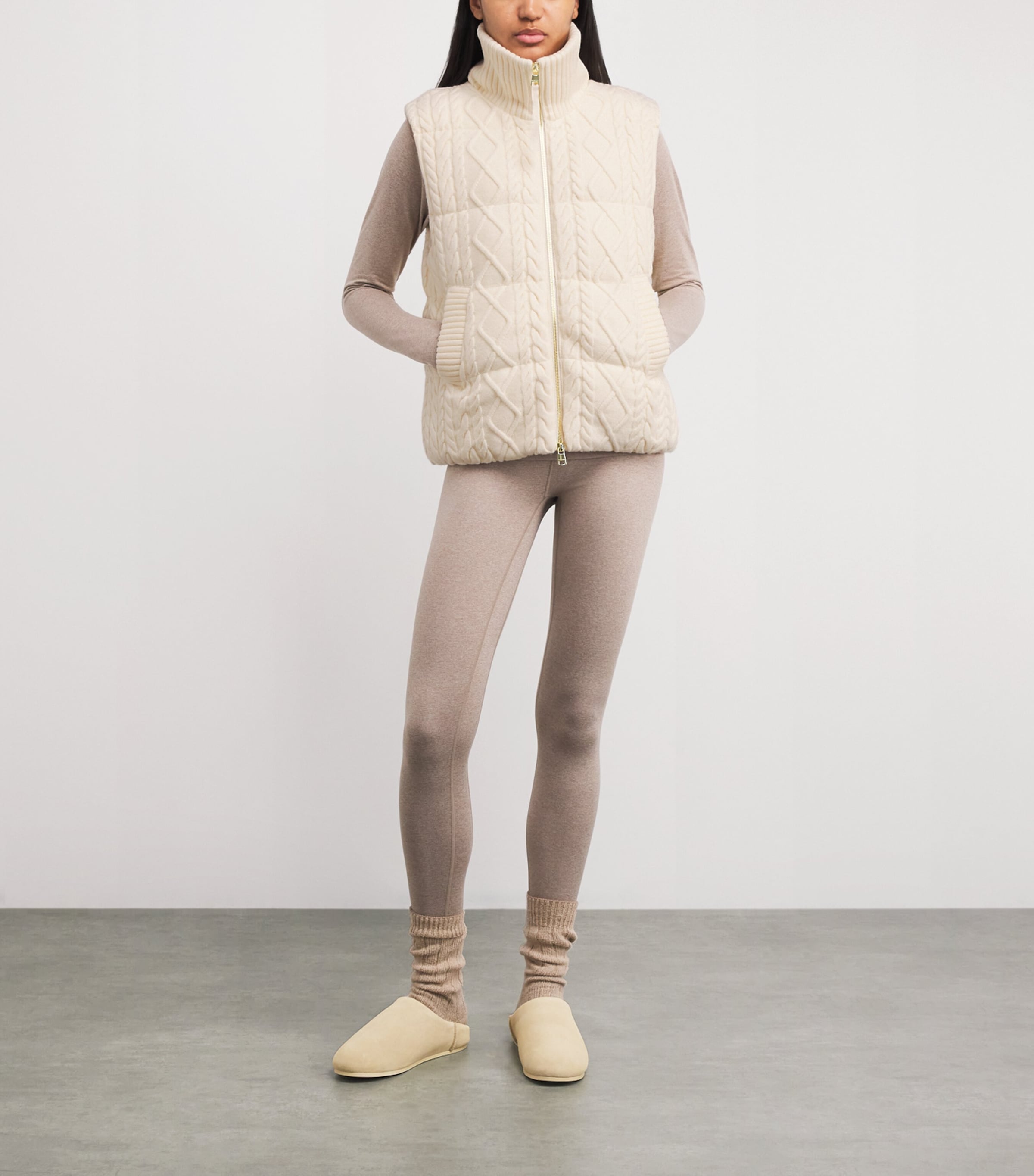 Cable-Knit Padded Irina Gilet EGRET Image 2