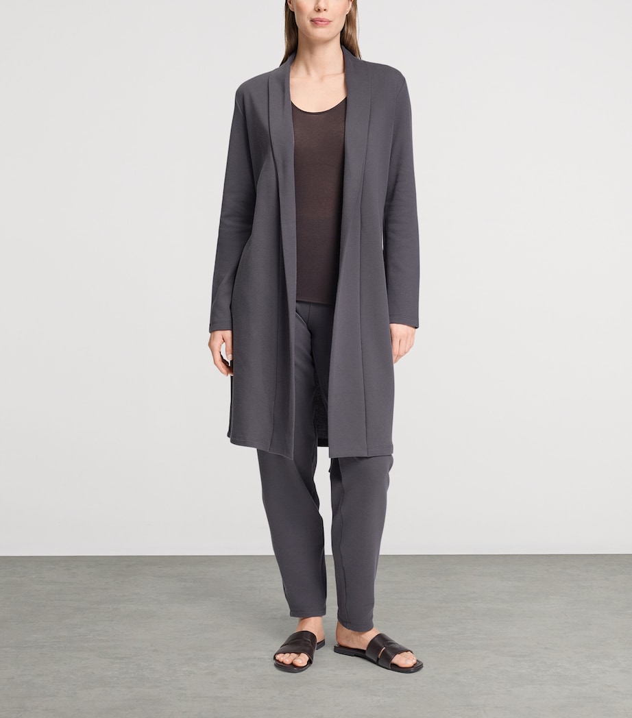Hanro Womens Cotton-Blend Robe Dark Sesame Image 2