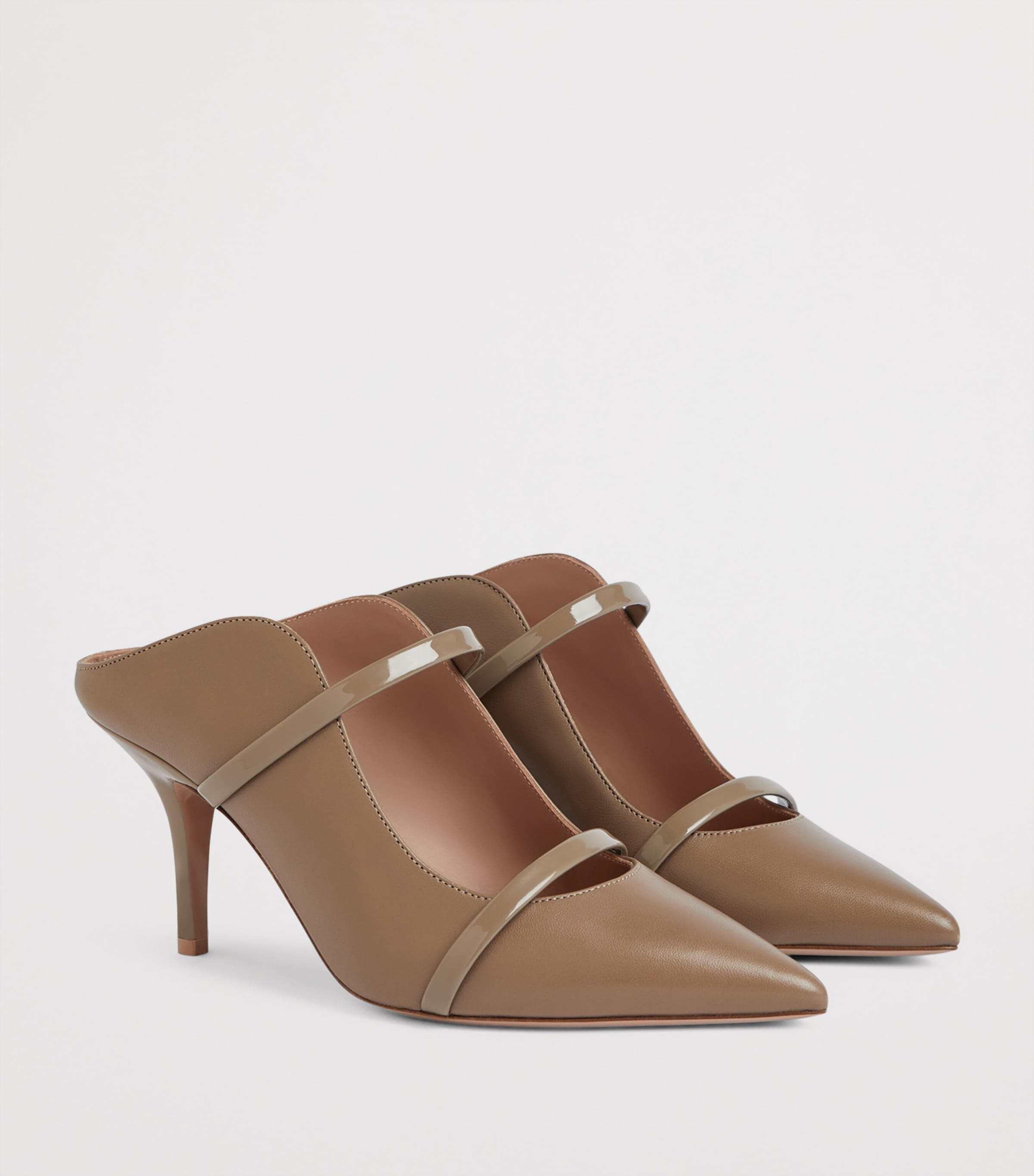 Leather Maureen Heeled Mules 70 TAUPE Image 3