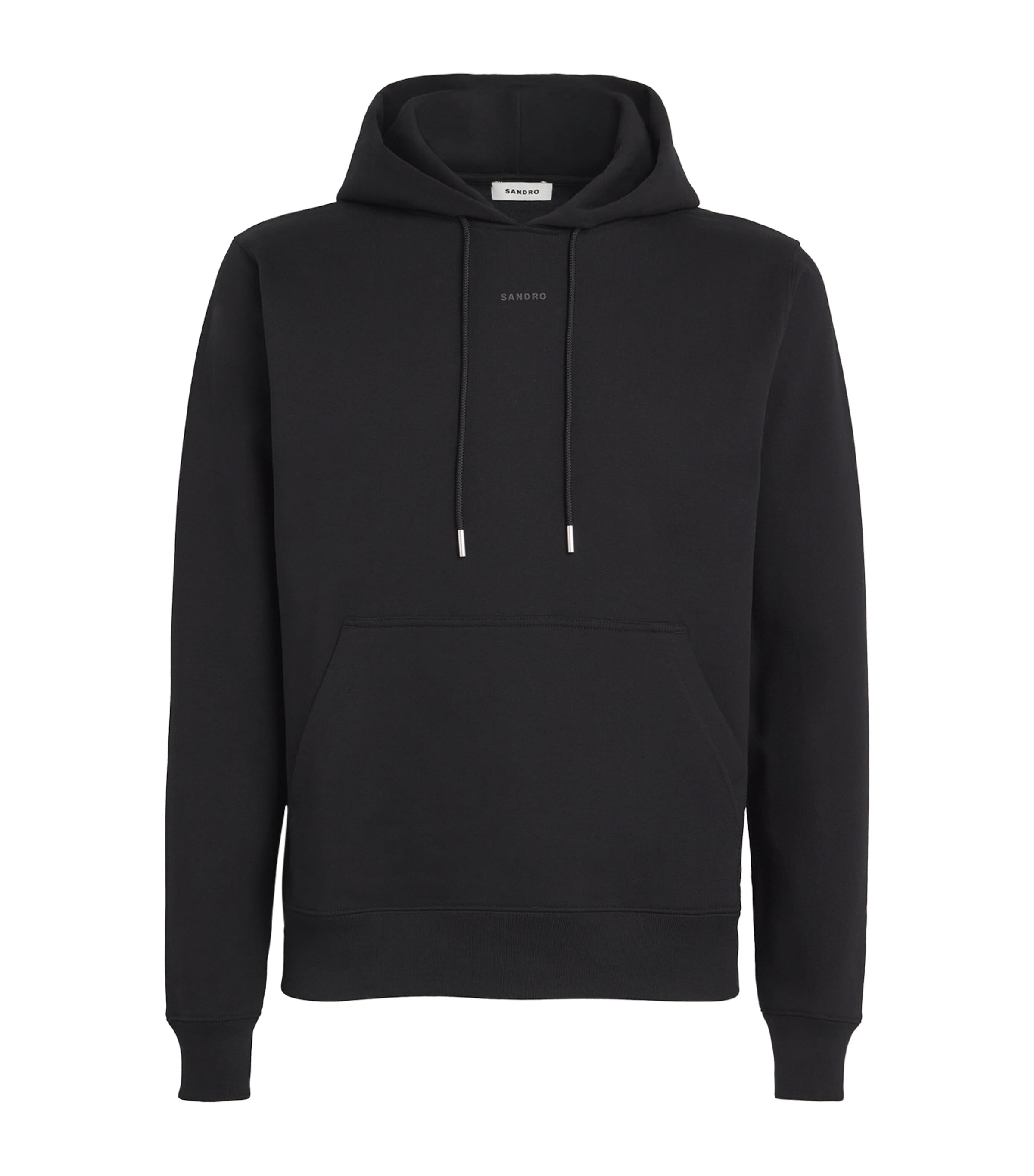 Sandro Paris Mens Cotton Logo Hoodie Black Image 1