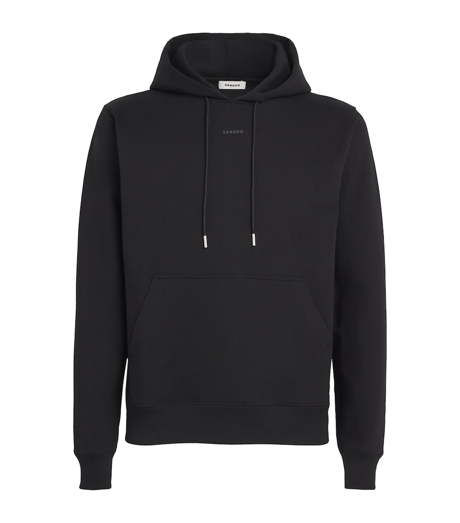 Sandro Paris Mens Cotton Logo Hoodie Black Image 1