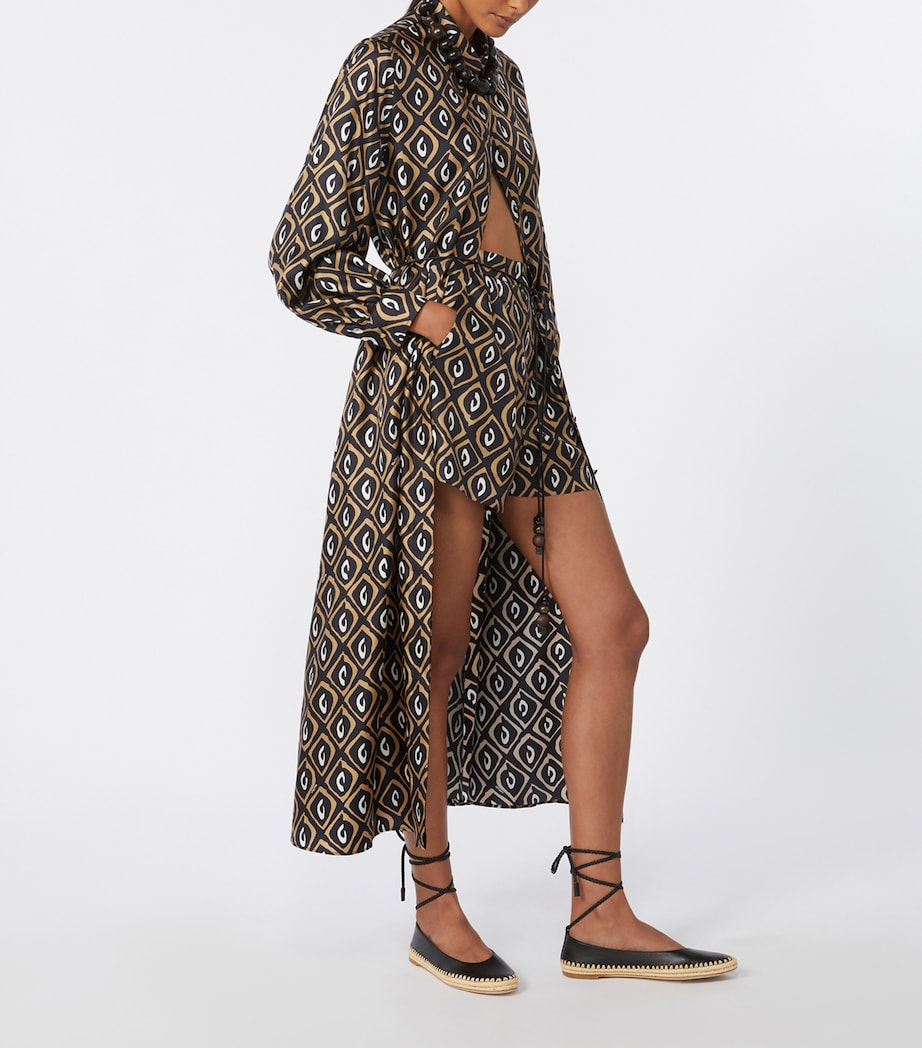 Max Mara Womens Silk Twill Printed Midi Shirt Dress Black Image 2