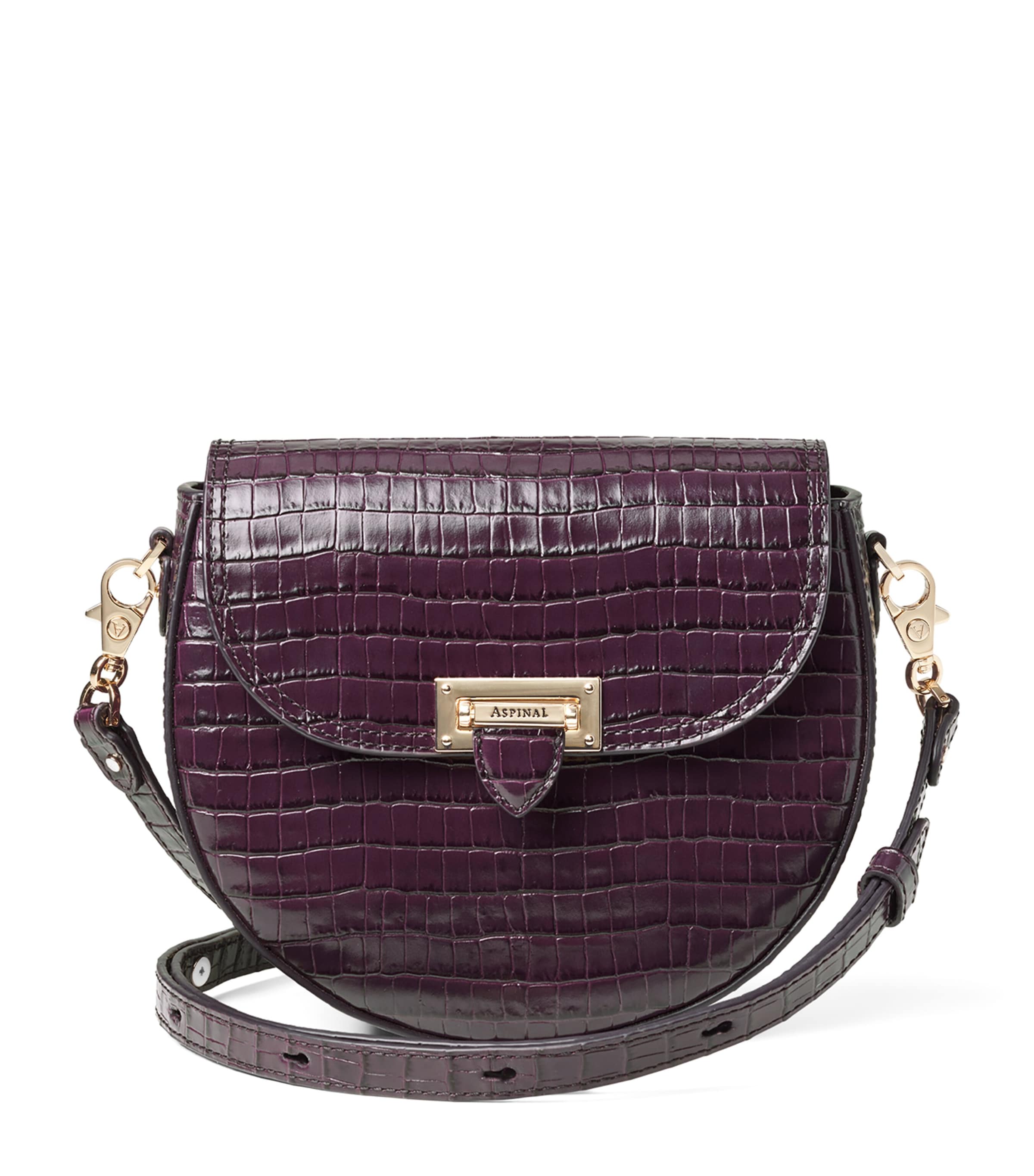 Aspinal Of London Leather Croc-Embossed Portobello Cross-Body Bag Fig Image 1