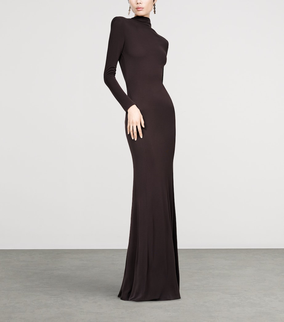 TOM FORD Womens Knitted Back Cut-Out Maxi Dress Edb Image 2