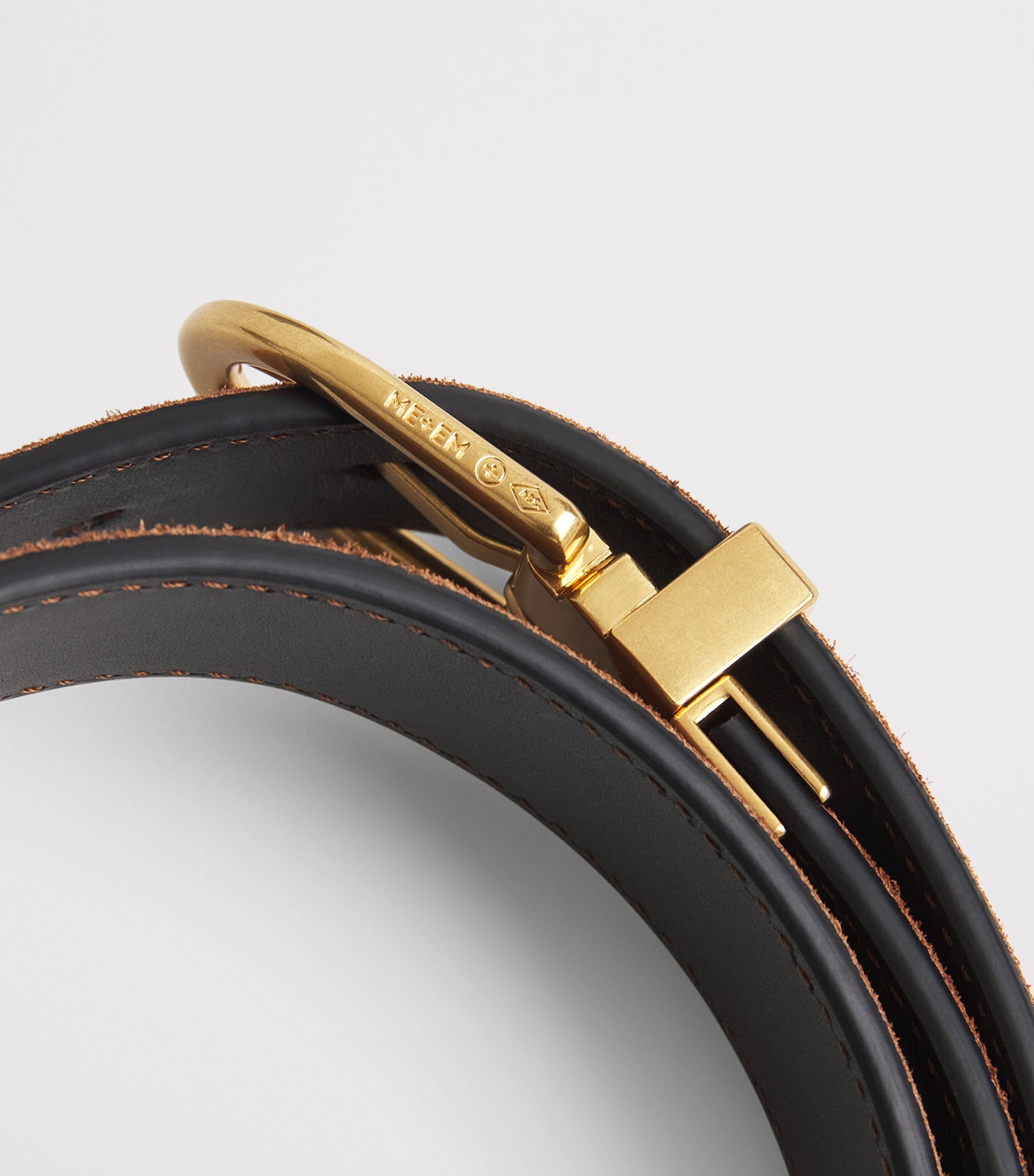 ME+EM Leather Round-Buckle Reversible Belt Chestnut/black Image 5