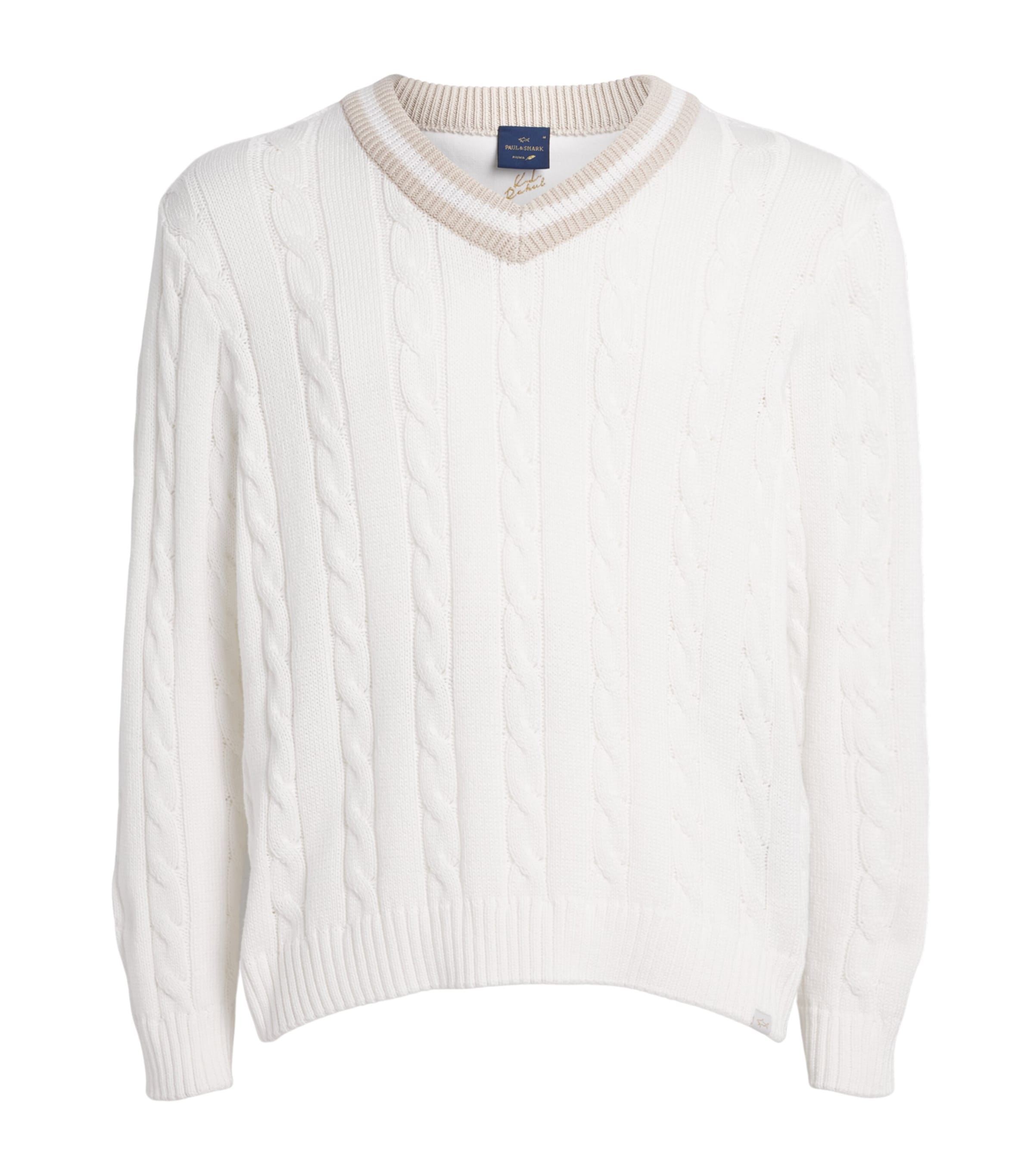 Paul & Shark Mens Cotton Cable-Knit Sweater Off White Image 1
