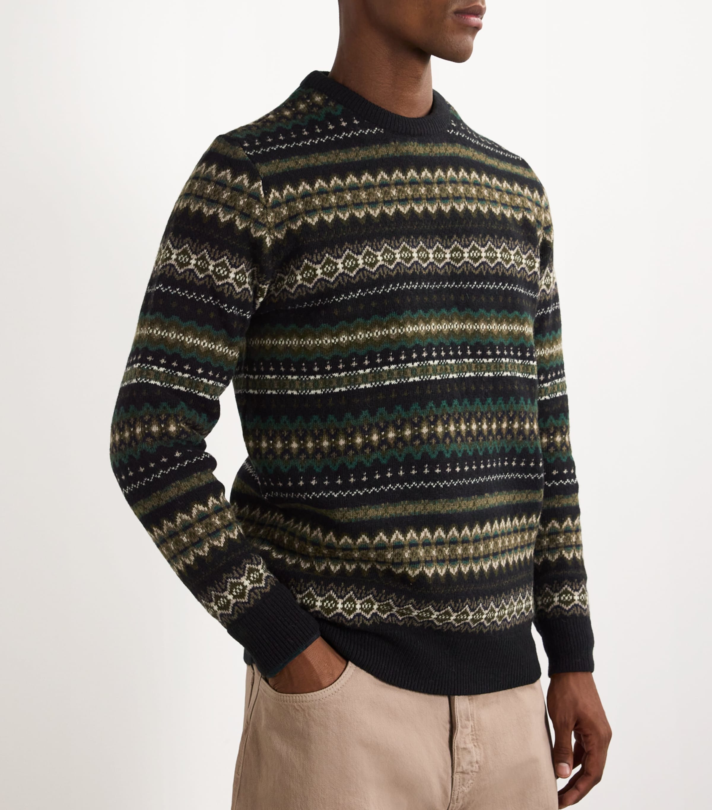 Wool Fair Isle Sweater BLACK MARL Image 6