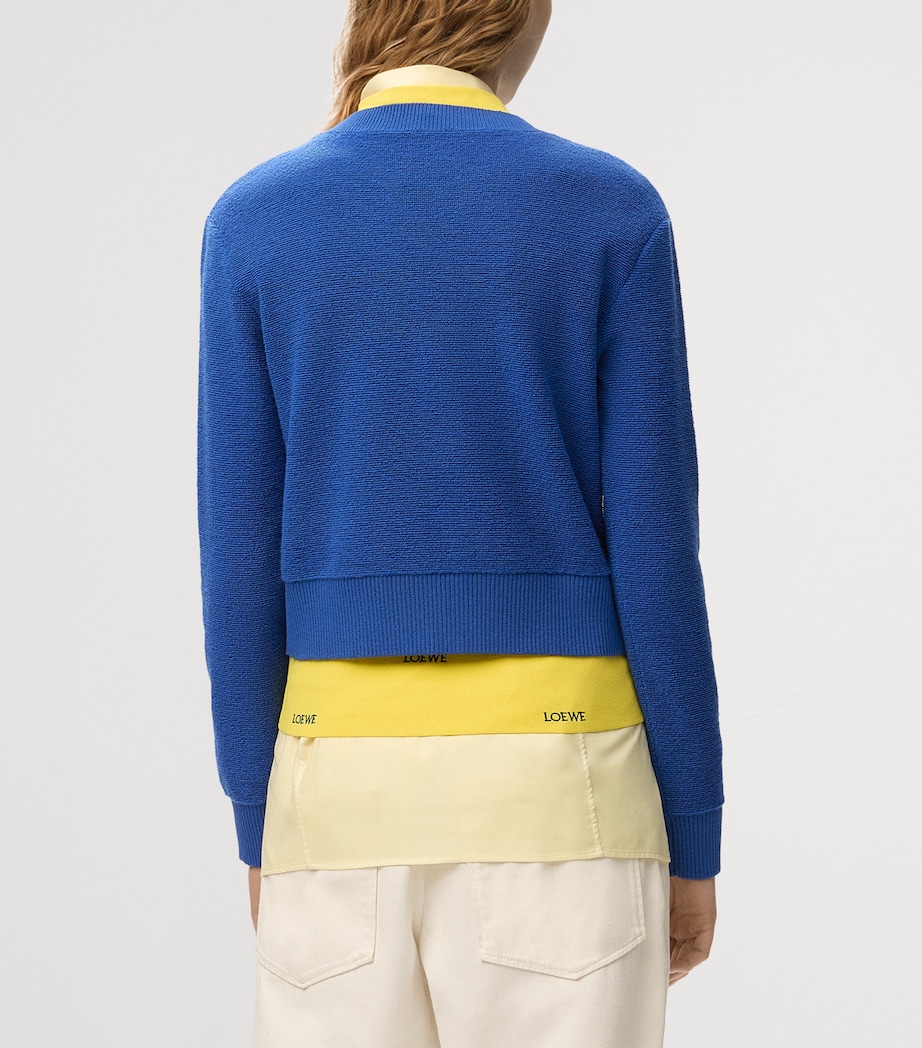 LOEWE Womens Wool-Blend Embroidered Sweater Indigo Blue Image 4