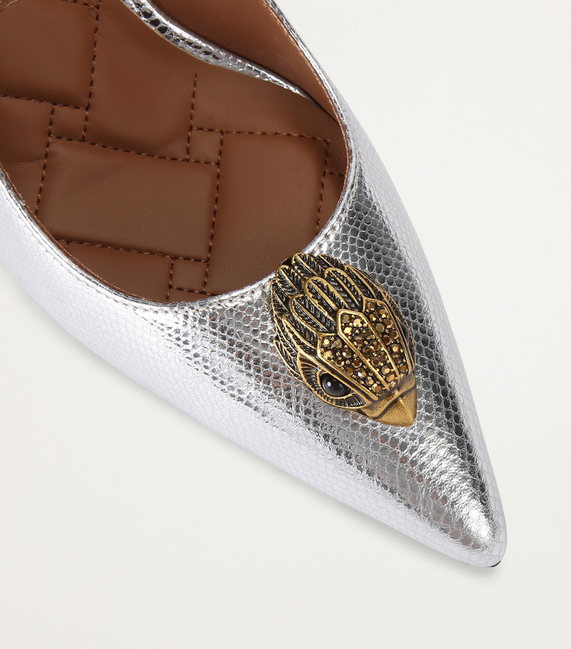 Leather Belgravia Eagle Pumps SILVER Image 3