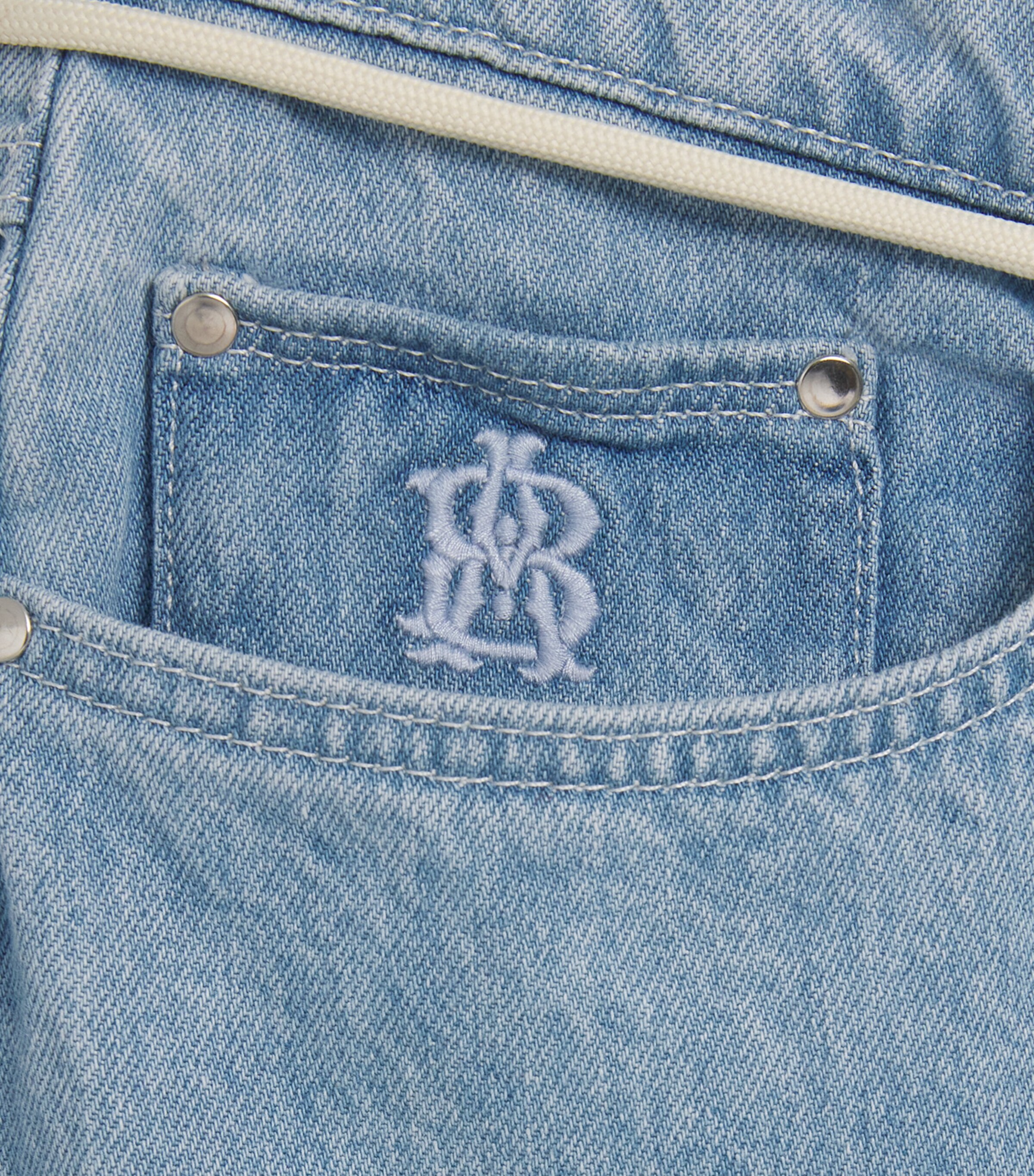 about:blank Mens Shoelace Belt Wide-Leg Jeans Light Blue Wash Image 6