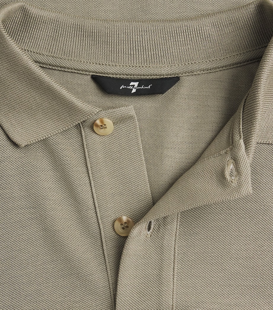 7 For All Mankind Mens Short-Sleeve Polo Shirt Green Image 6