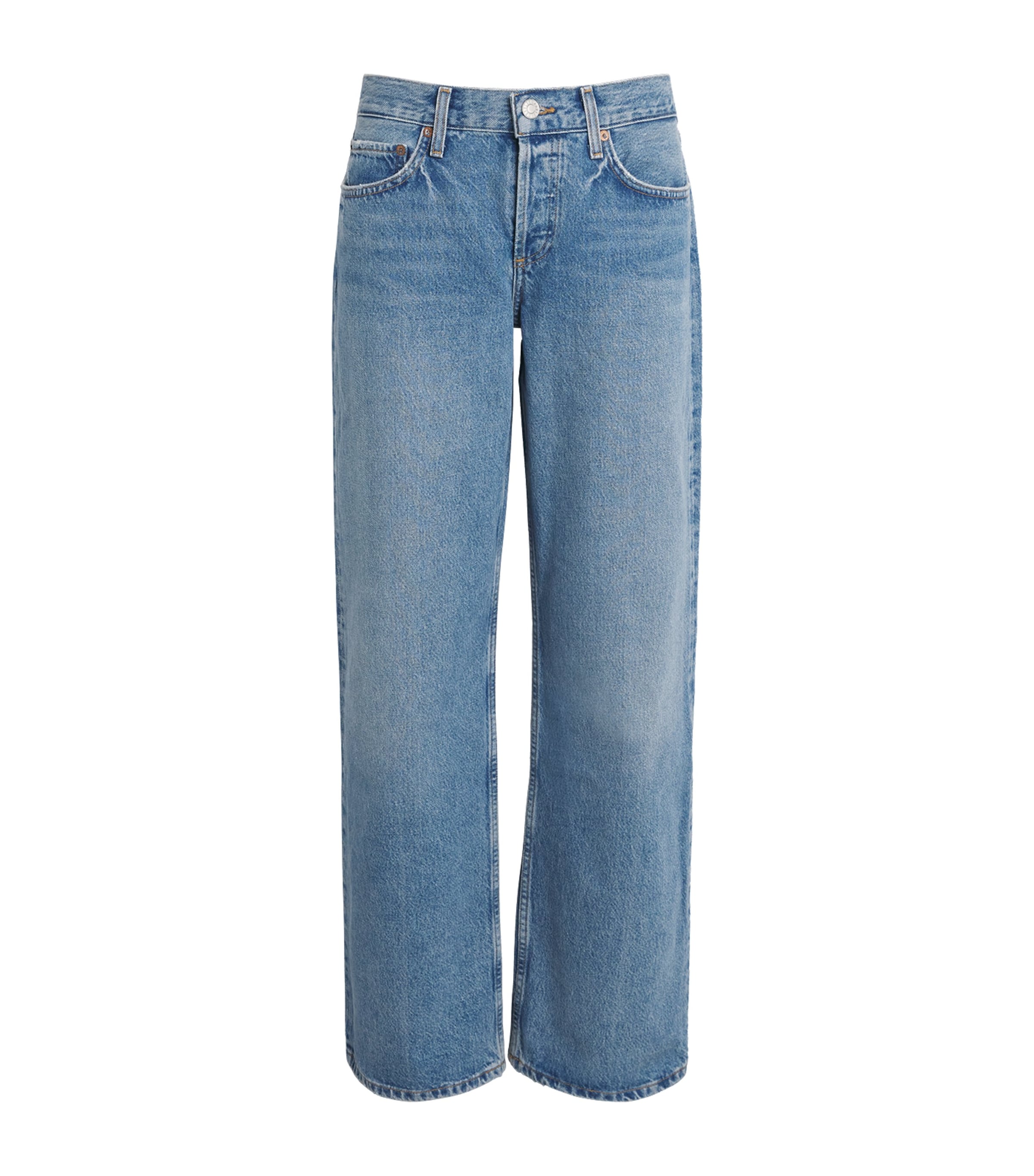 Agolde Wyman Low-rise Straight Jeans In Blue