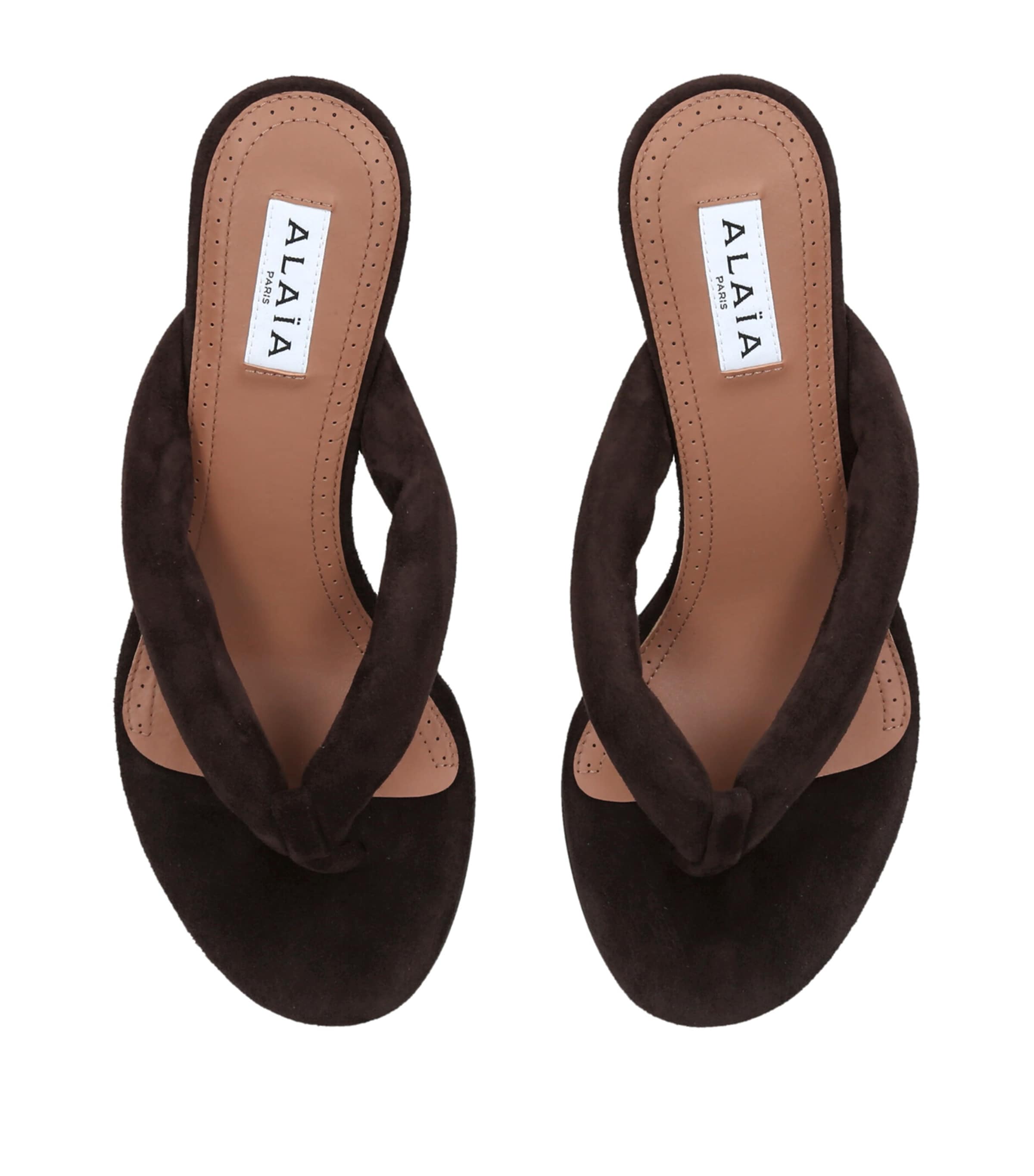 Alaïa Satin Thong Sandals 55 Dark Brown Image 3