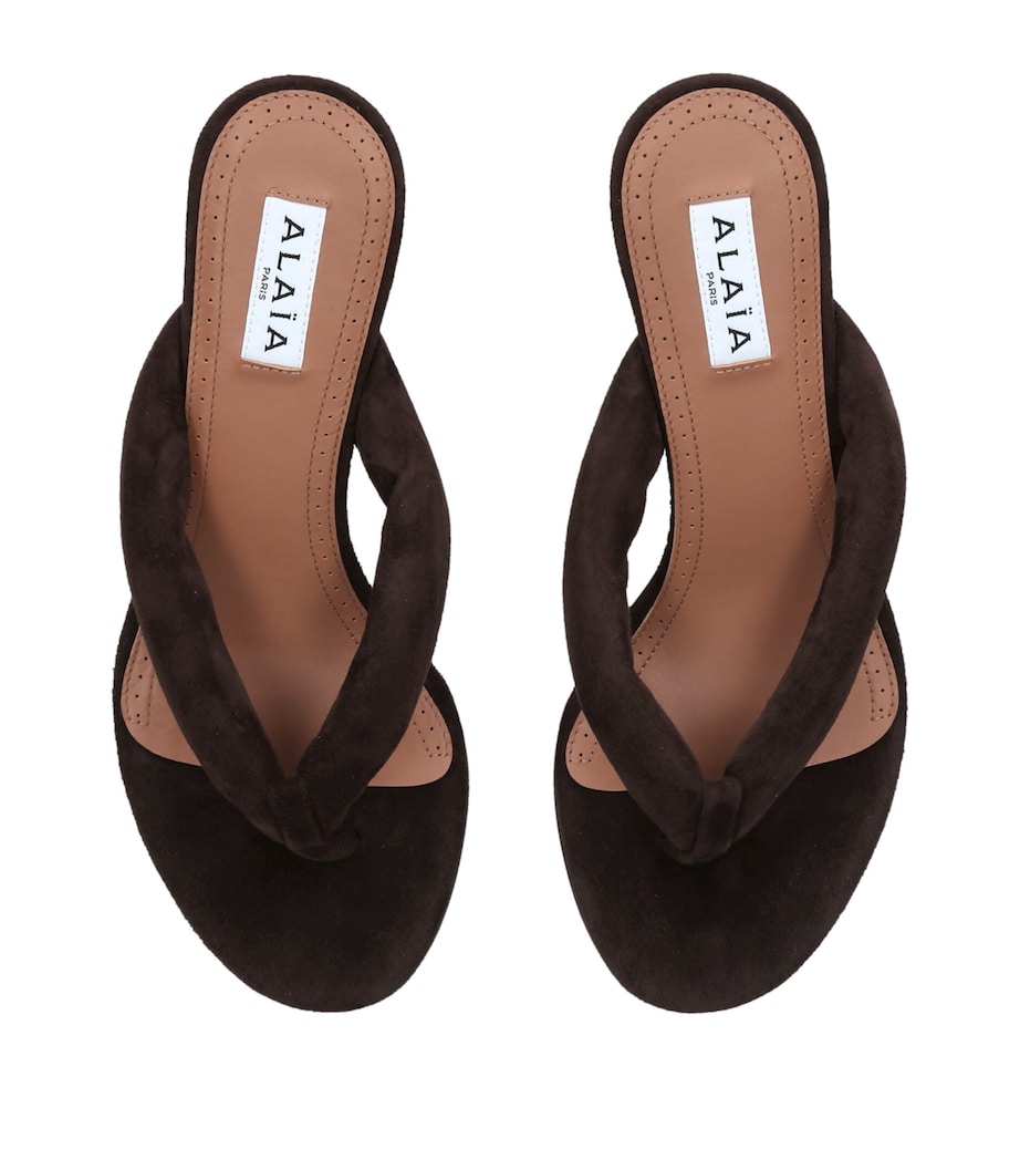 Alaïa Satin Thong Sandals 55 Dark Brown Image 3