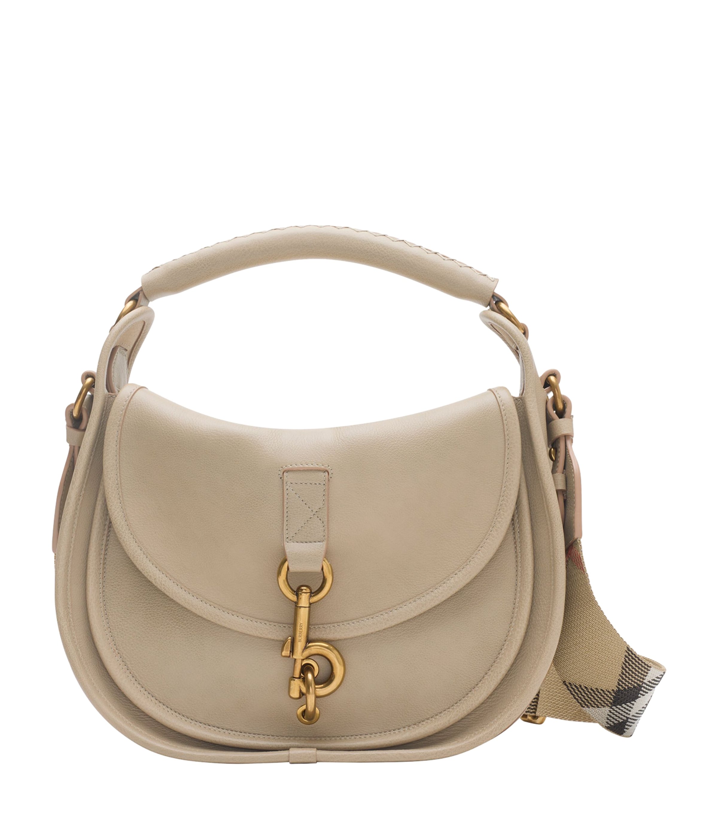 Burberry Small Calf Leather B Clip Messenger Bag In Sand