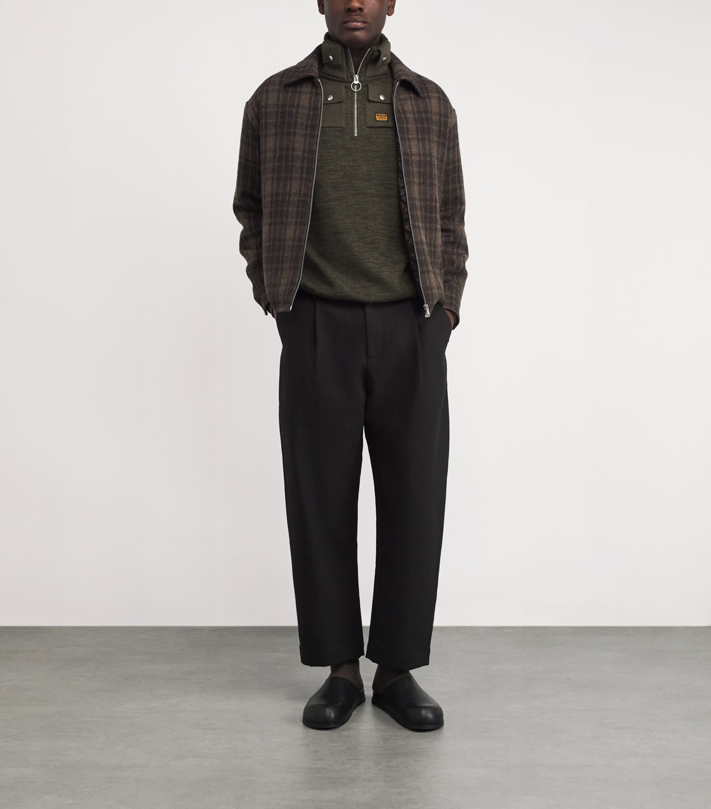 Wool Nickle Half-Zip Sweater KHAKI Image 2