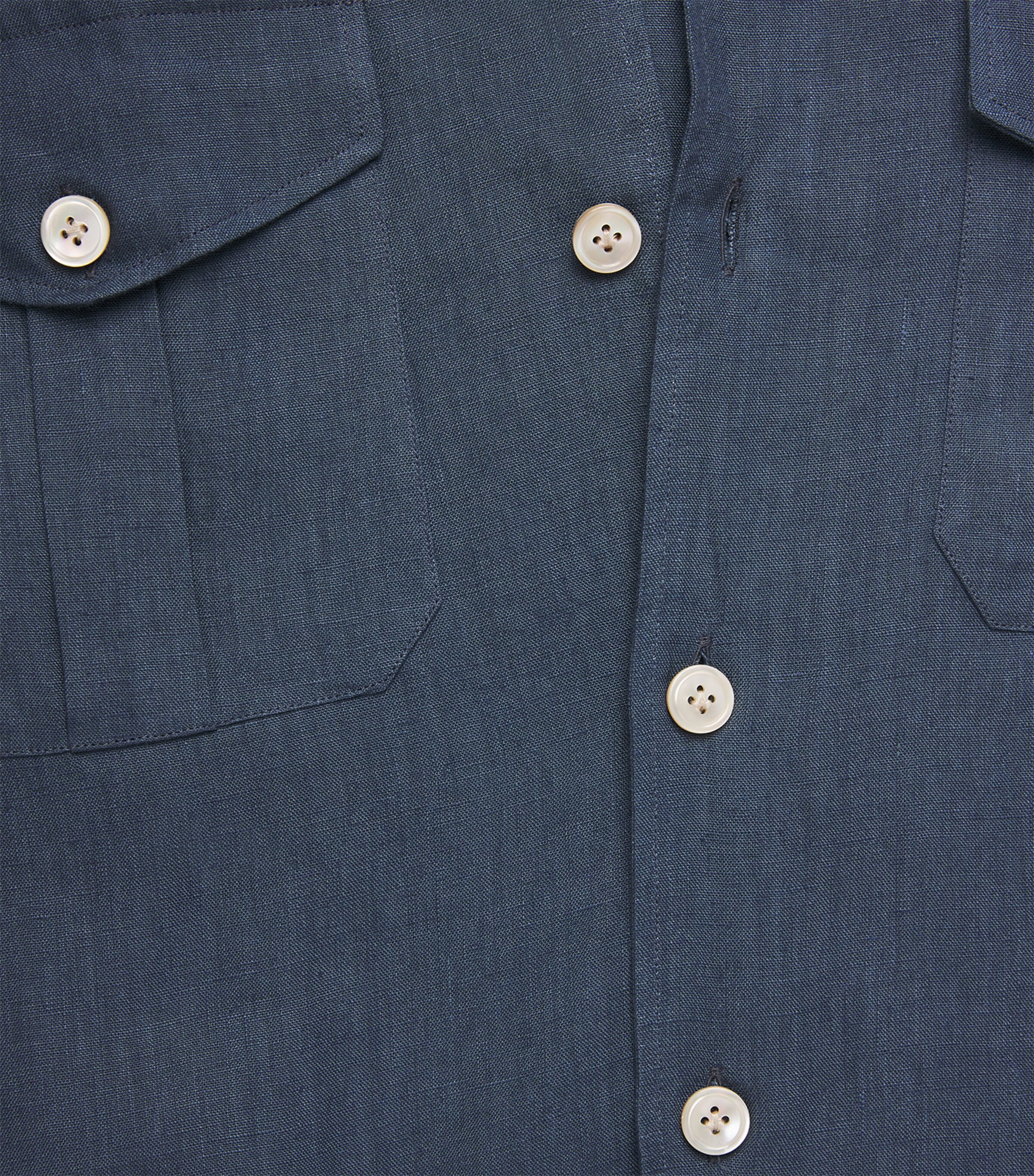 Eleventy Mens Linen Bowling Shirt Royal Image 6