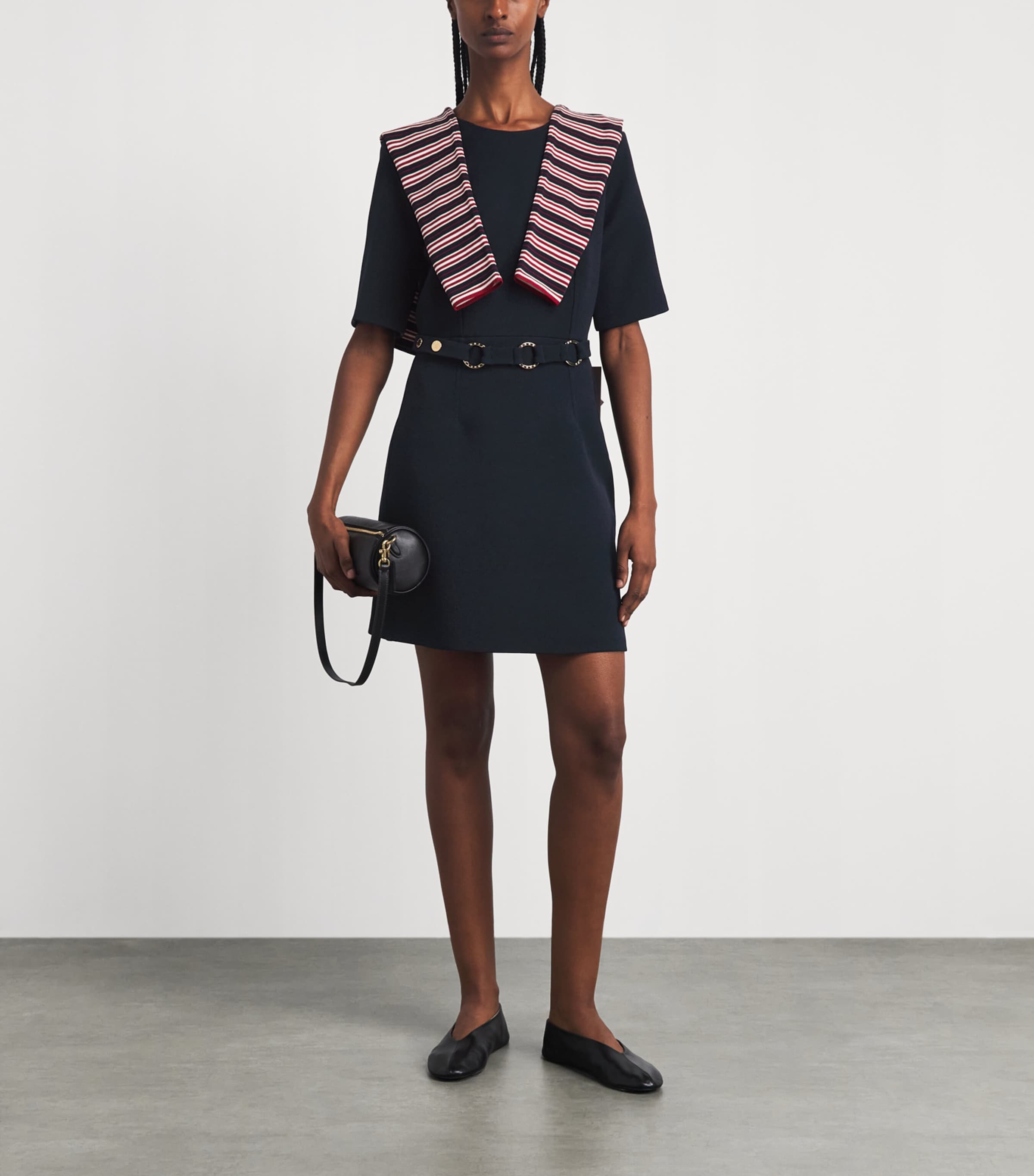 Sandro Paris Womens Belted Mini Dress Navy Blue Image 2