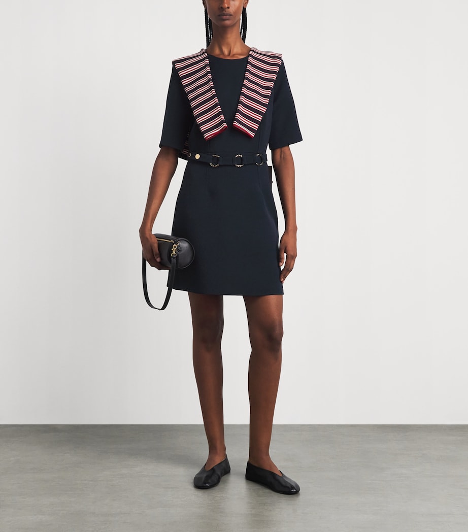 Sandro Paris Womens Belted Mini Dress Navy Blue Image 2