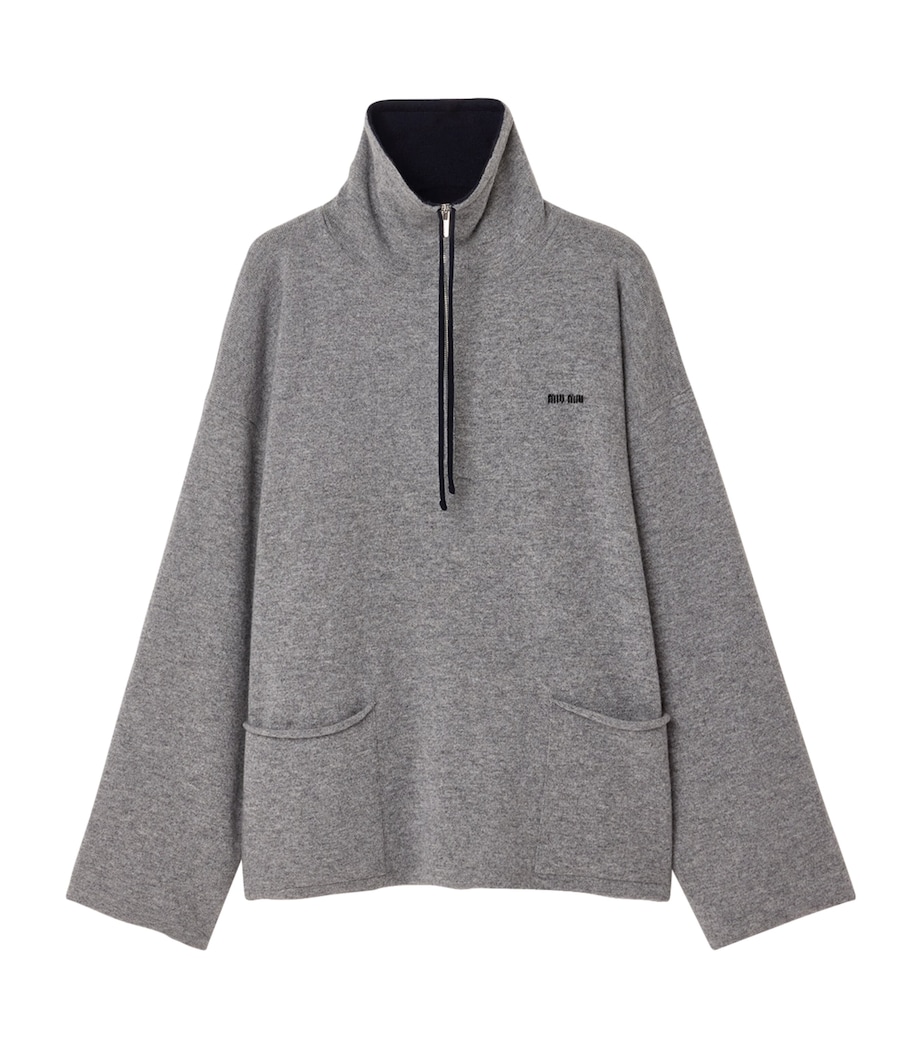 Miu Miu Womens Cashmere Half Zip Sweater Image 1