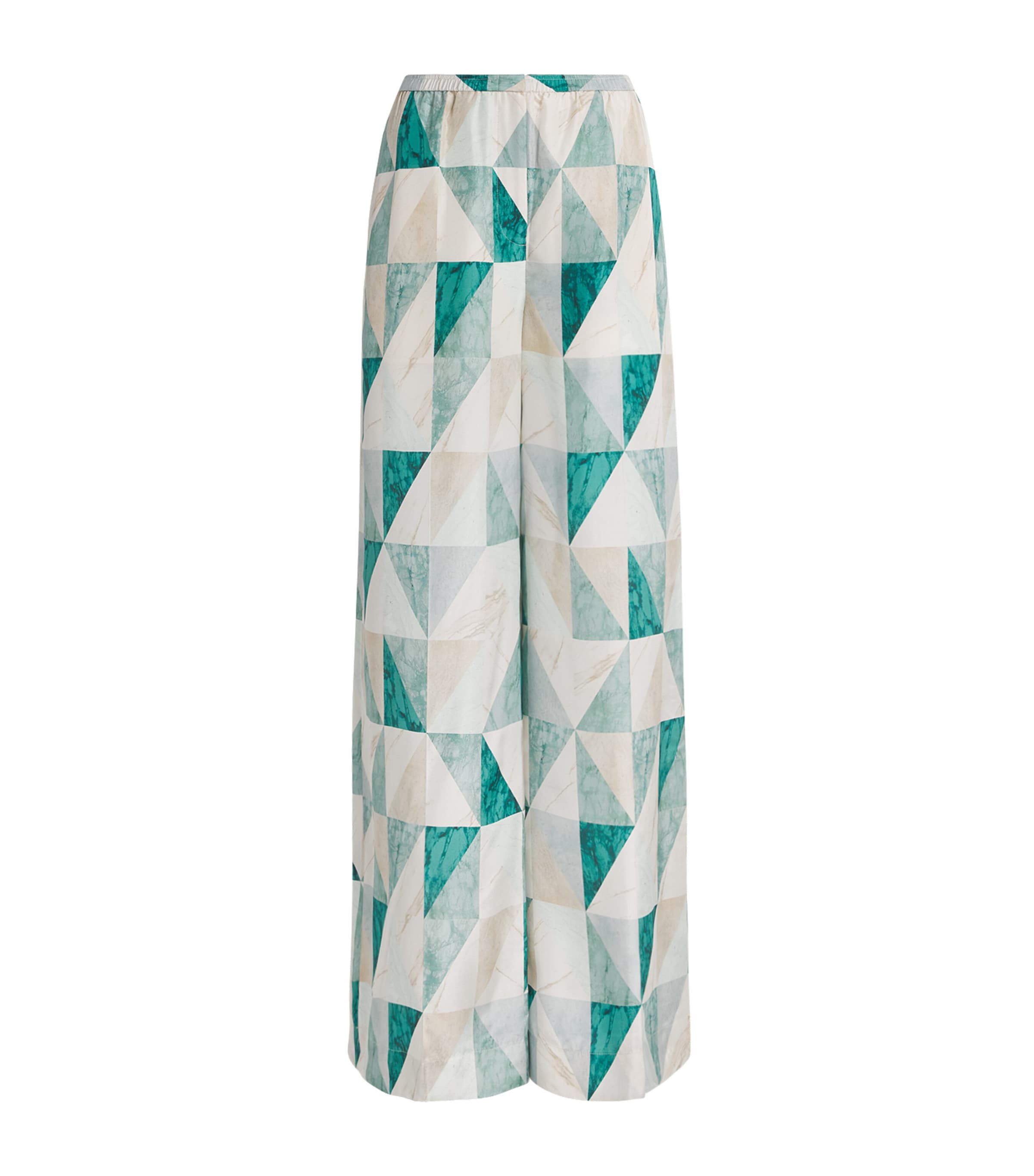 Joseph Thoresby Printed Silk Wide-leg Pants In Green