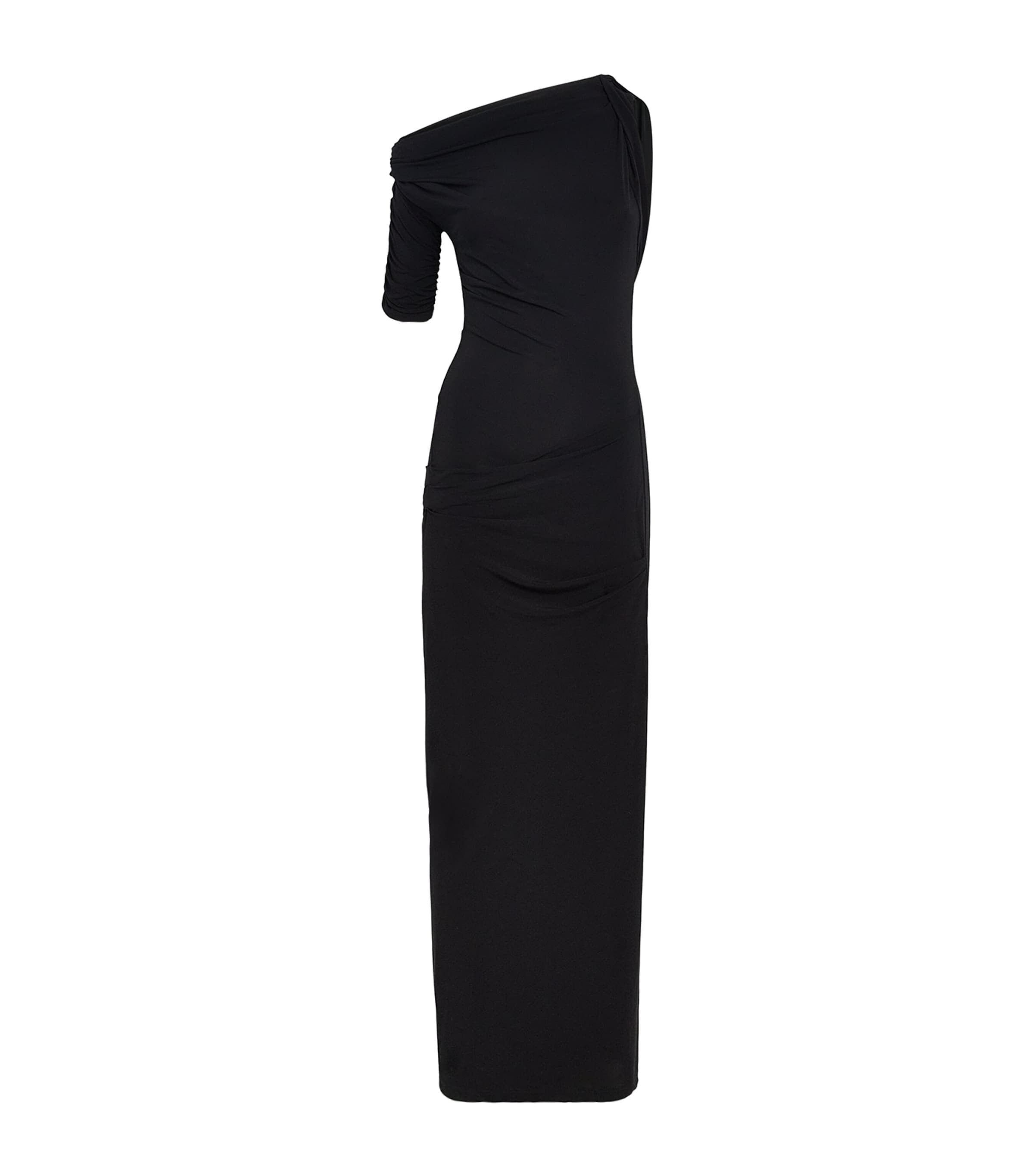 Jacquemus Womens Asymmetric The Drapeado Maxi Dress Black Image 1
